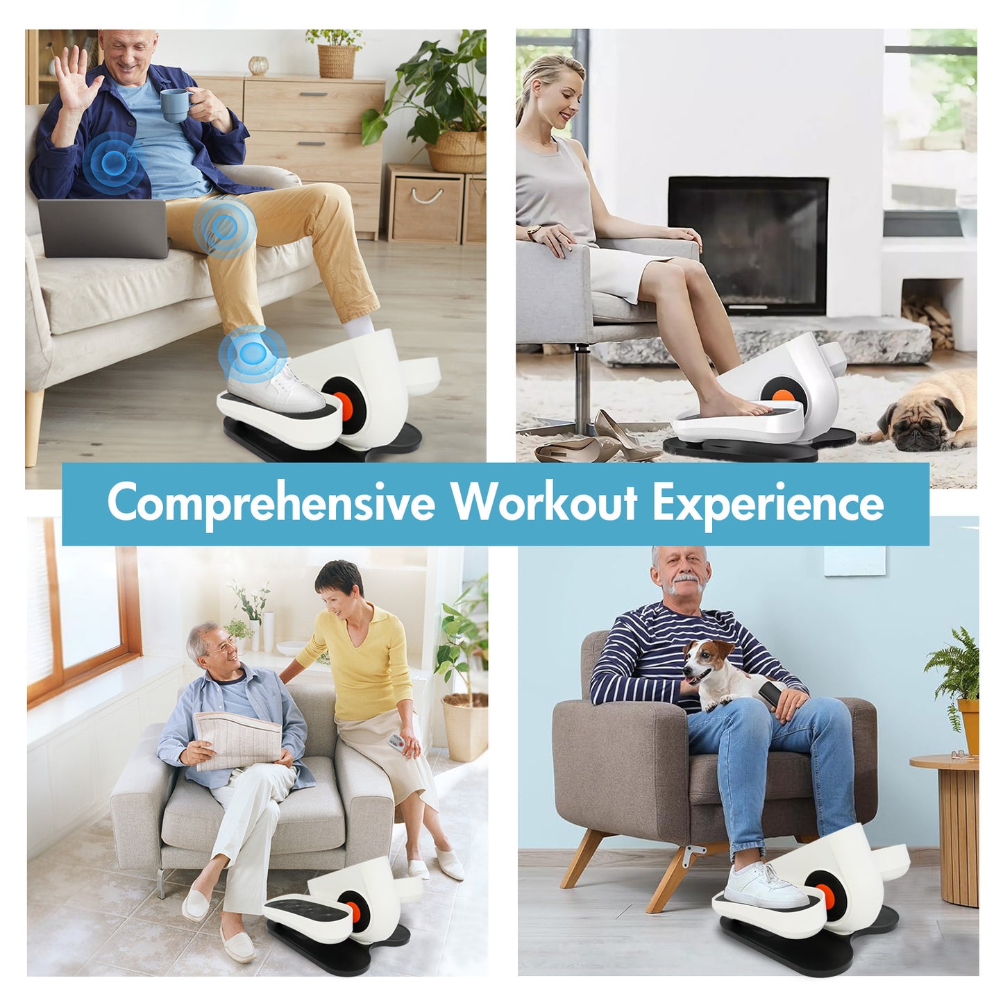 Under Desk Elliptical Machine, Fully Assembled Portable Leg Exerciser for Seniors and Adults, Quiet Electric Seated Pedal System with Remote Control and Non-Slip Straps