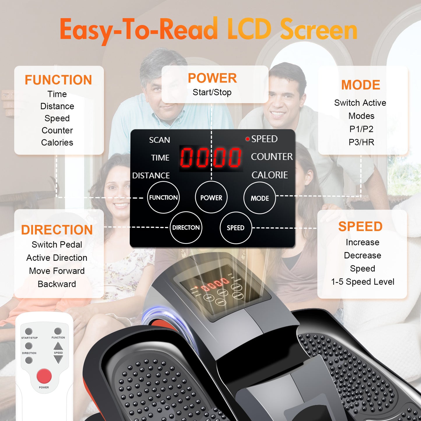 ALSO GO Under Desk Elliptical, Ellipse Leg Exerciser for Seniors Fully Assembled, Portable and Quiet Pedal Exerciser at Home, Elliptical Machine While Sitting with Remote Control Adjustable Speeds