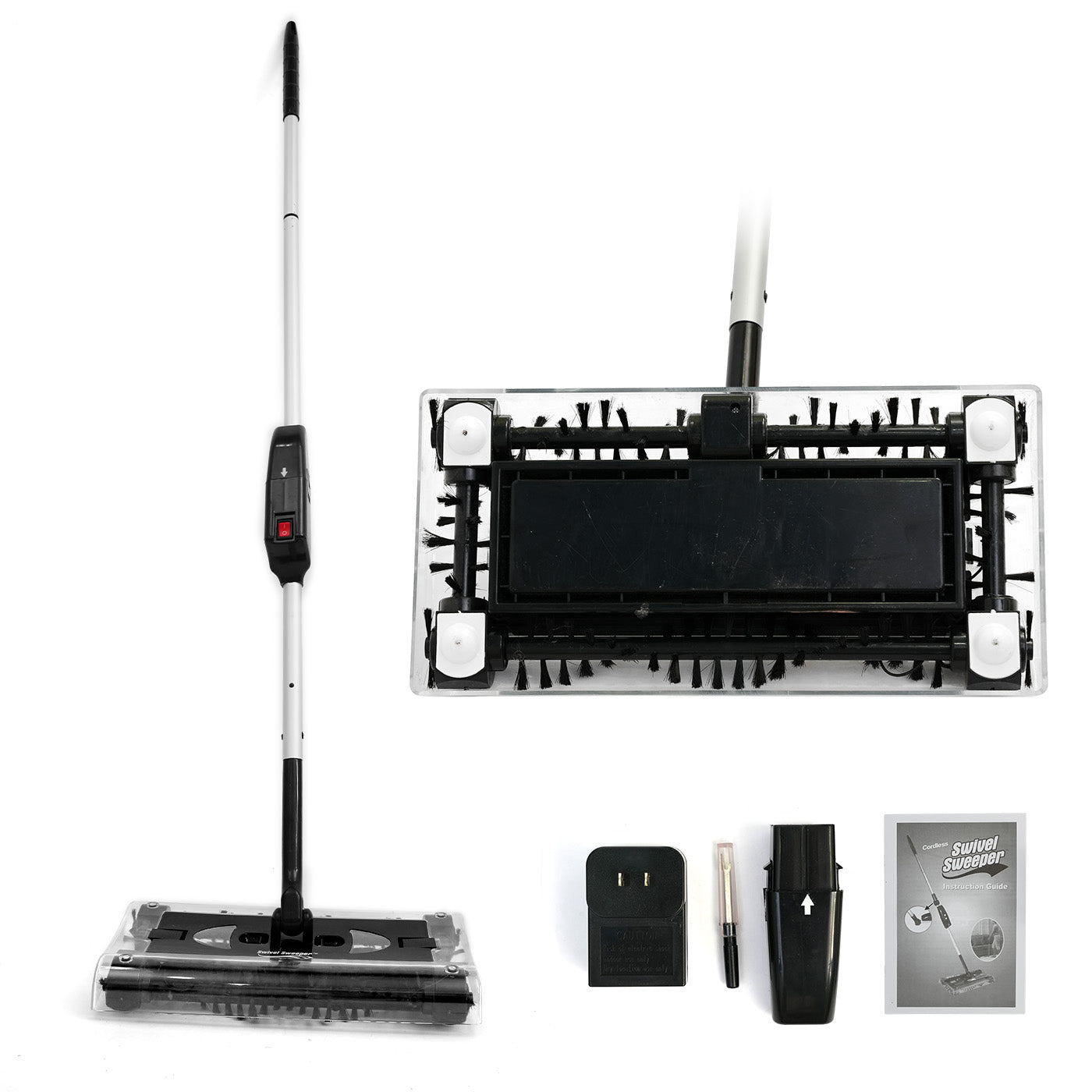 CATGOOD Cordless Rechargeable Floor & Carpet Sweeper, Manual Floor Sweeper Lightweight Floor Cleaner with Low Profile Body to Reach Under Furniture, Black