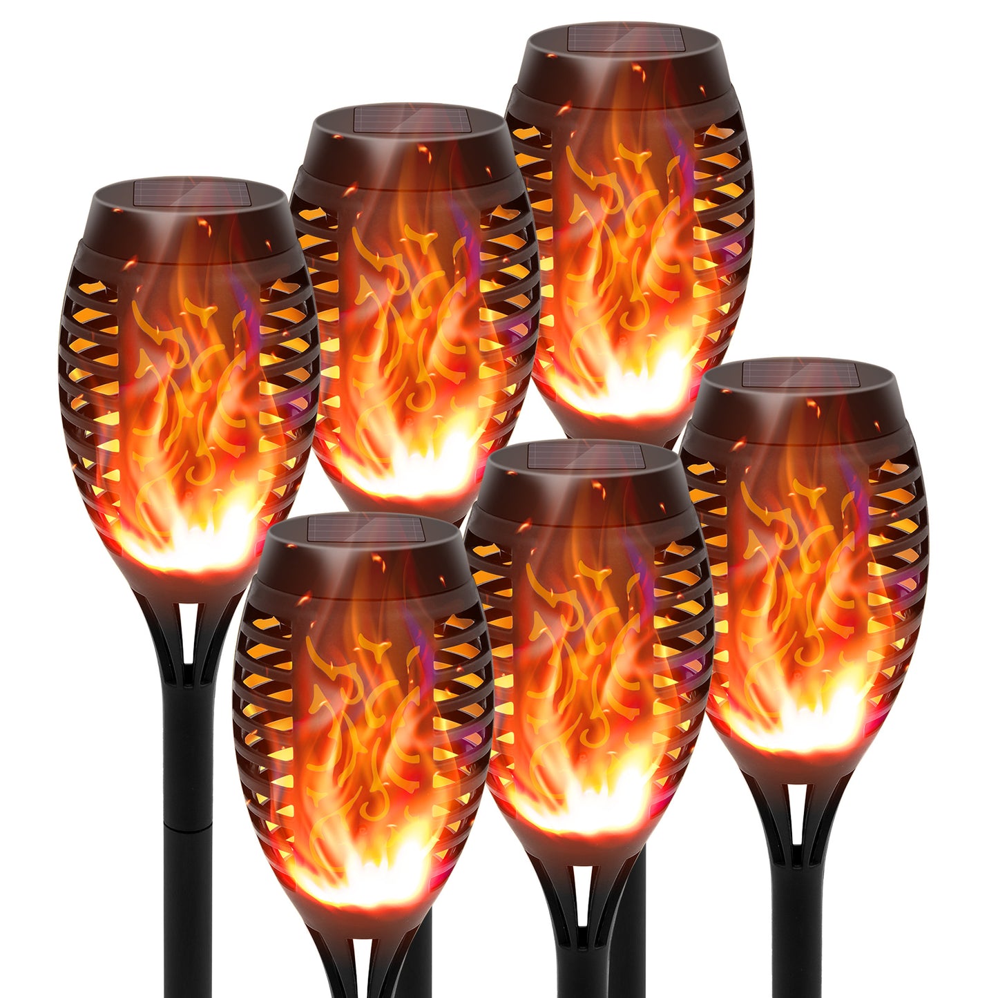 Baokaler Flickering Flame Solar Powered Torch Lights, ABS resin Orange, 6 Count