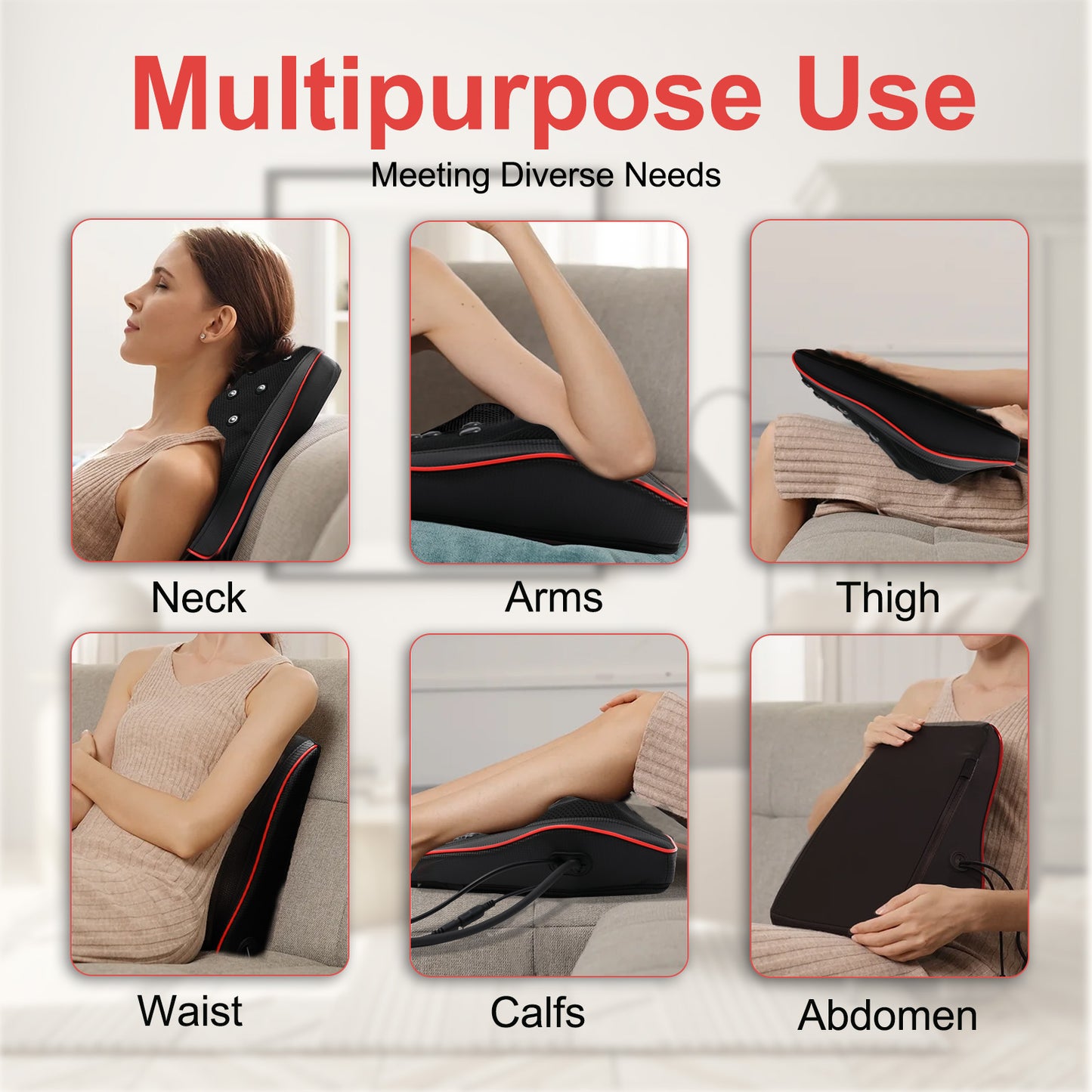 Back Massager with Heat, Shiatsu Back and Neck Massager with 3D, Deep Tissue Kneading for Pain Relief, Massage Pillow at Home or Office
