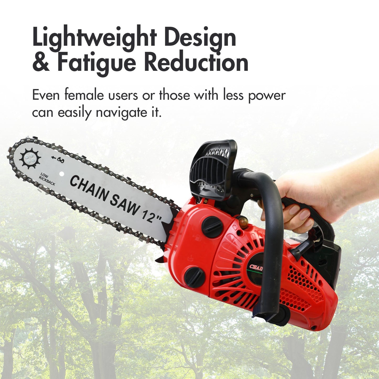 BAOKALER 12" Top Handle Gas Chainsaw,2-Stroke 25.4cc Portable Chain Saws for Wood Cutting, Gasoline Chain Saws for Trees
