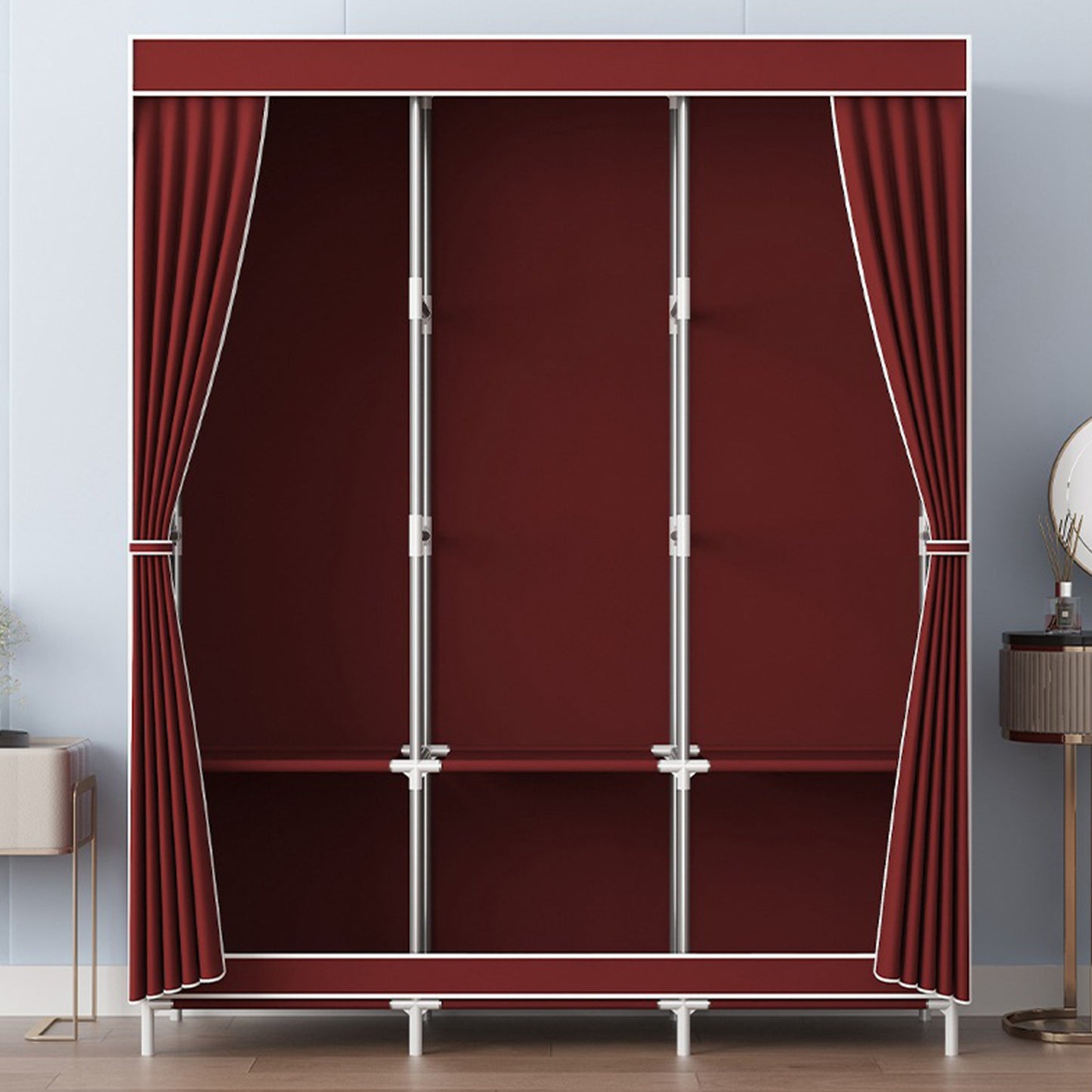 BAOKALER Portable Closet Wardrobe, Non-woven Fabric Organizers and Storage, Clothes Storage for Home, Wine Red