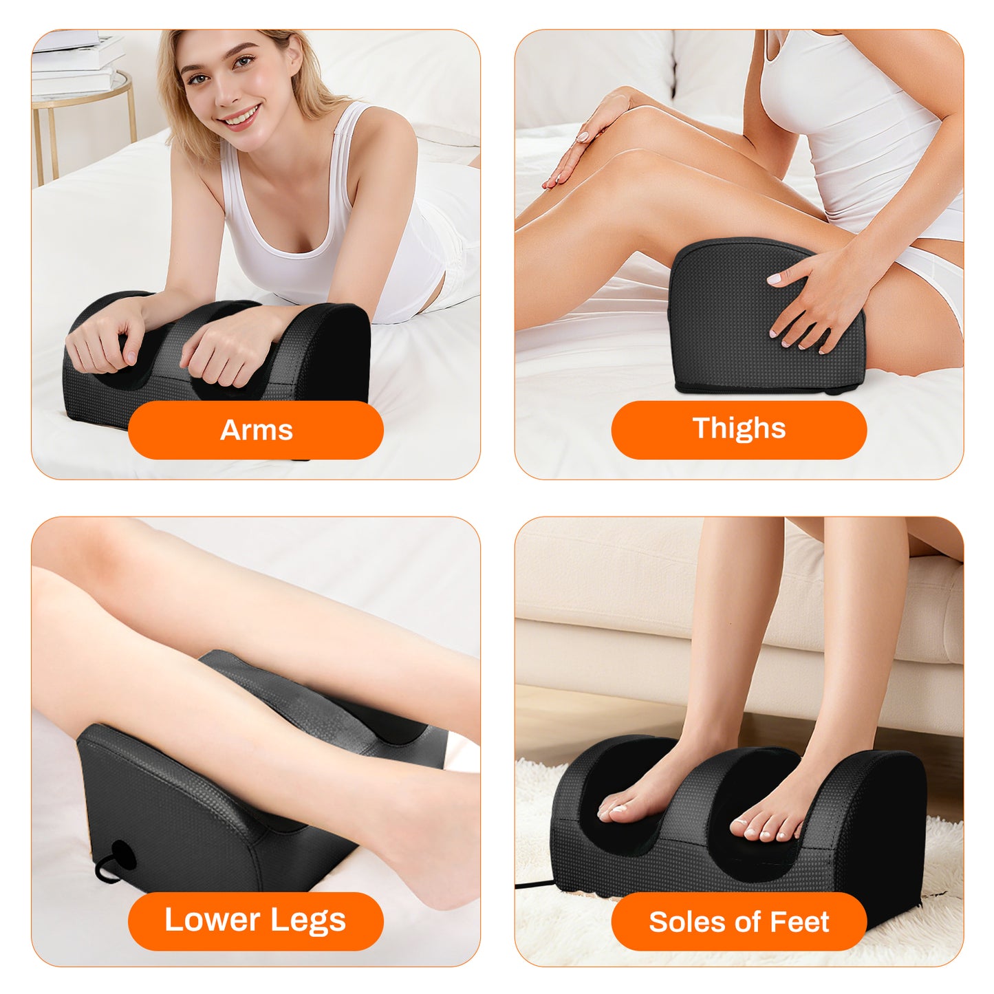 Foot Massager, Shiatsu and Foot Massage Machine, Calf Deep Tissue Massage Machine with Heat, Leg Massager with Massage Roller, Gifts for Mom & Dad, Black
