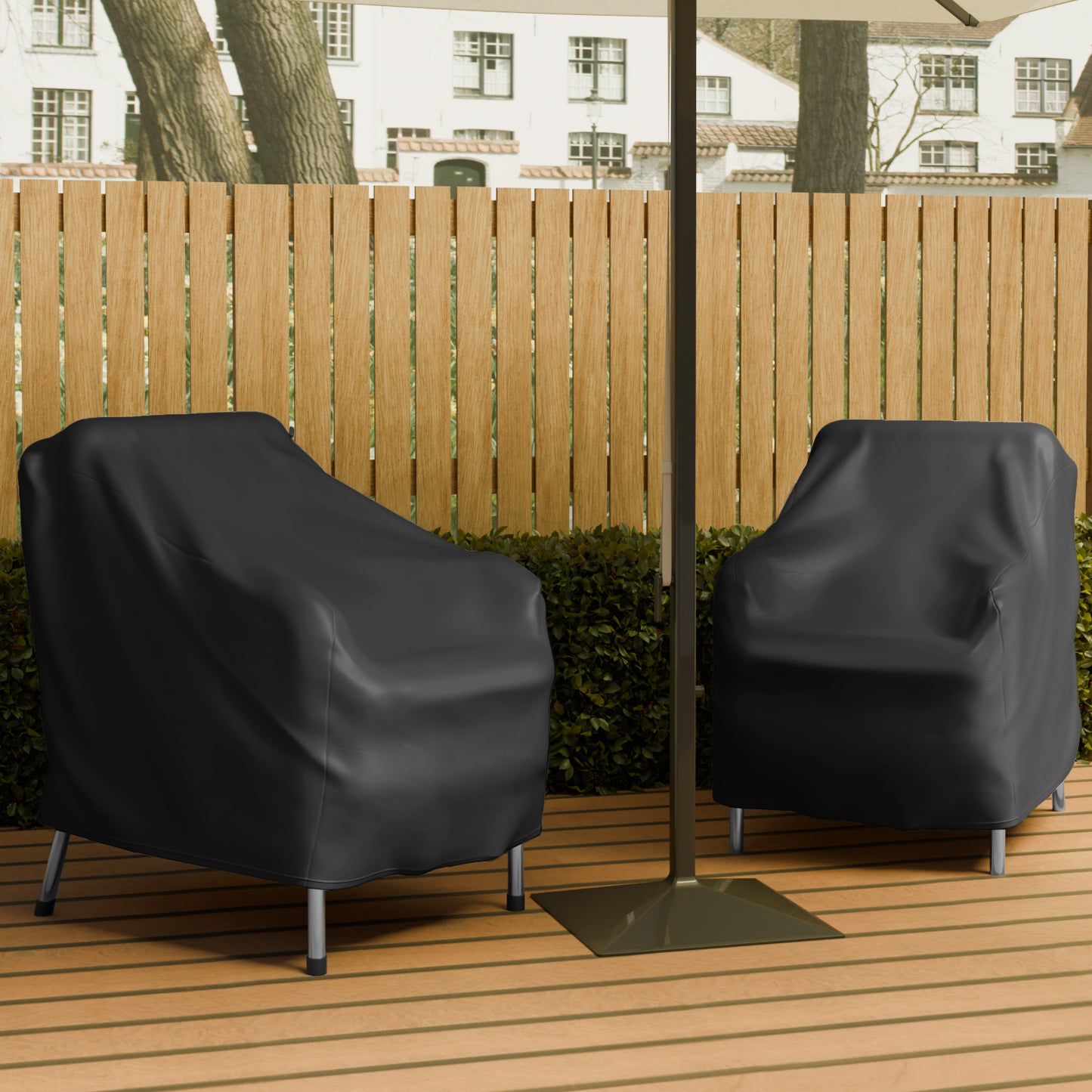 CATGOOD Patio Chair Covers, 420D Outdoor Chair Cover Waterproof, Lawn Lounge Furniture Cover for Wicker Chair, Swivel Chair, Rocking Chair, Black