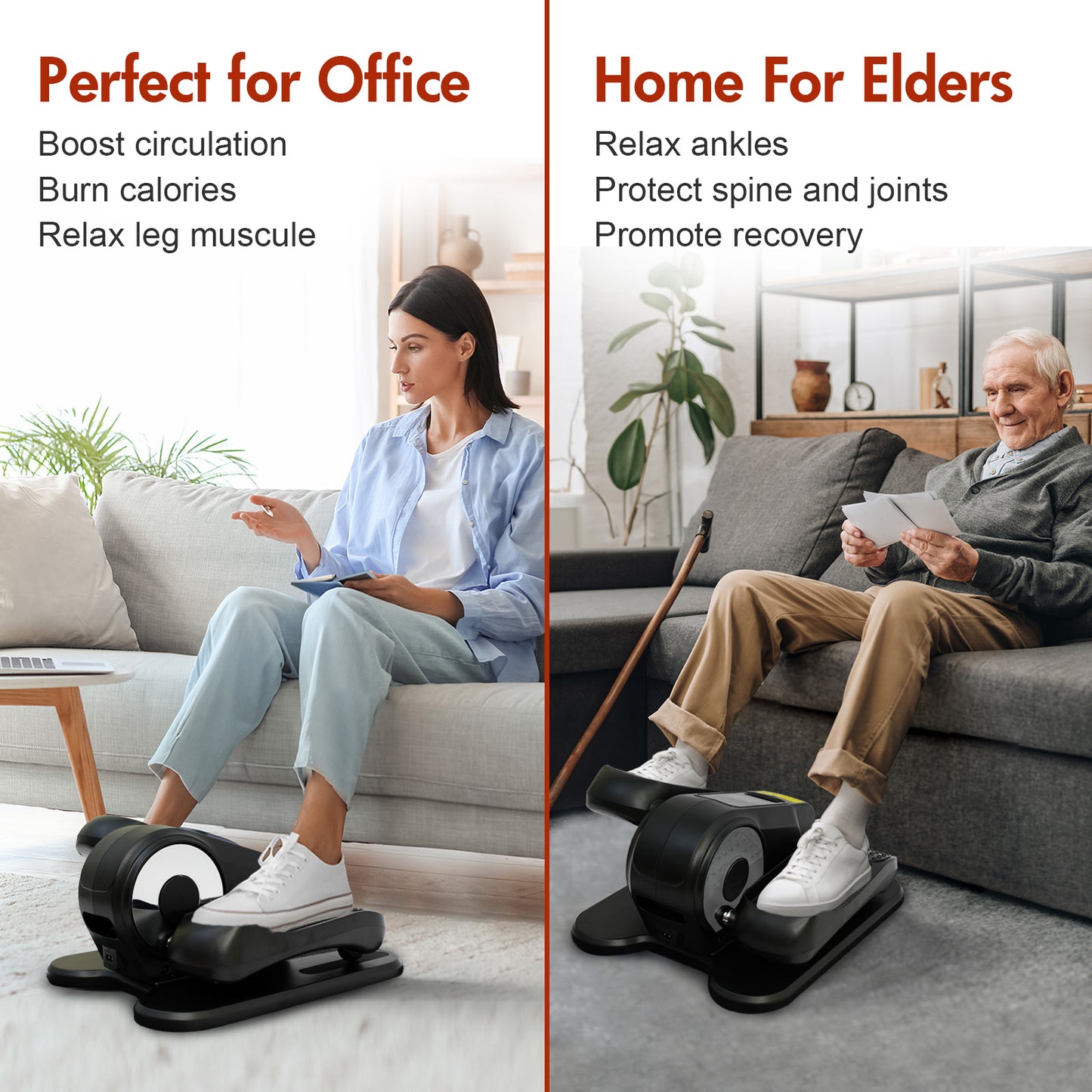 CATGOOD Under Desk Elliptical Machine, Ellipsefit Leg Exerciser Electric for Seniors Adults, Ellipse Leg Exerciser with 12 Speed & 12 Mode, Quiet & Portable