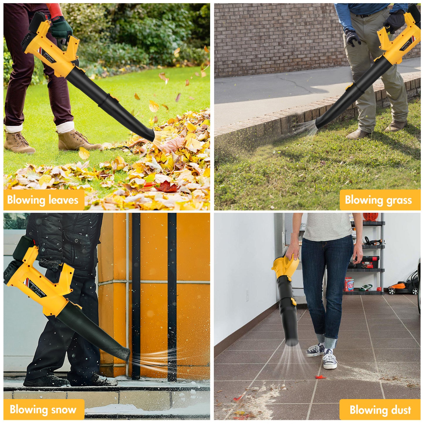 Leaf Blower, 170MPH 21V Leaf Blower Cordless with 2X6.0Ah Battery & Charger, Electric Leaf Blower for Lawn Care, Battery Powered Leaf Blower for Snow Blowing & Yard Patio Garden Cleaning