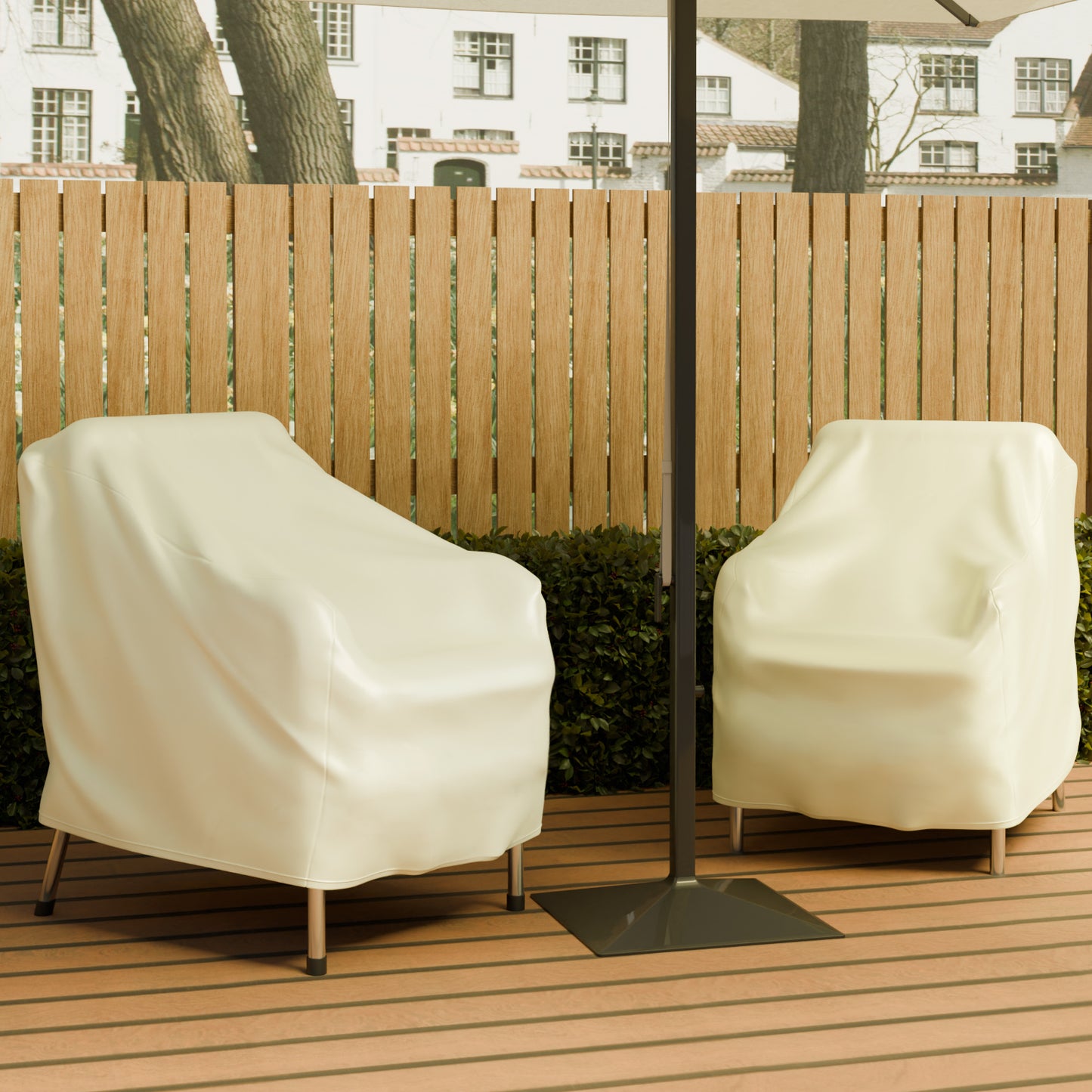 CATGOOD 2 Pack Heavy Duty Patio Chair Covers, Outdoor Chair Covers Waterproof for Lounge Chairs, Deep Seat Cover for Lawn Garden, Khaki