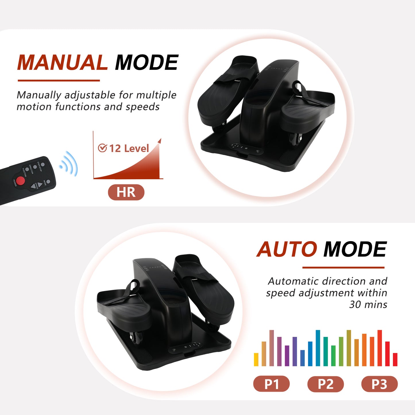 CATGOOD Under Desk Elliptical Machine, Ellipse Leg Exerciser for Seniors Fully Assembled, Quiet & Portable Electric Seated Pedal Exerciser with Remote Control Adjustable Speeds