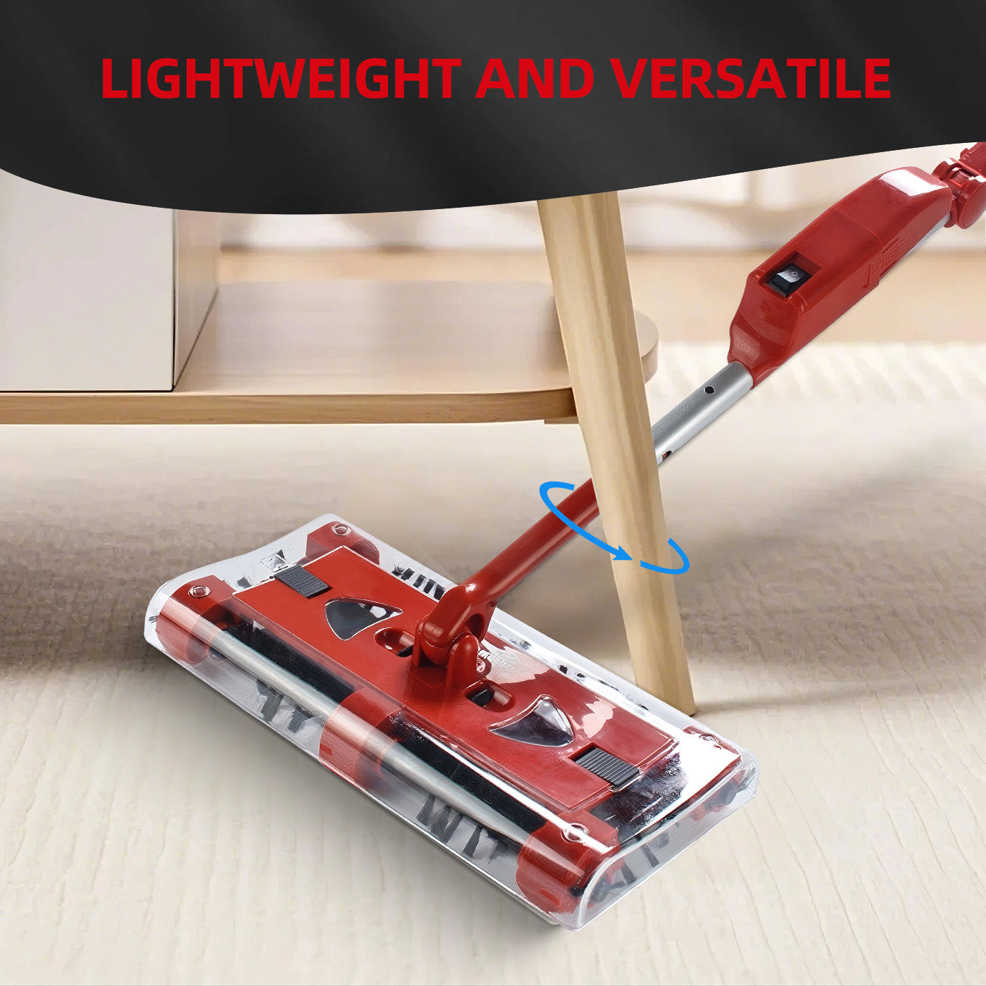 CATGOOD Compact Lightweight Manual Cordless Cleaning Floors Carpet Sweeper, 46", Red