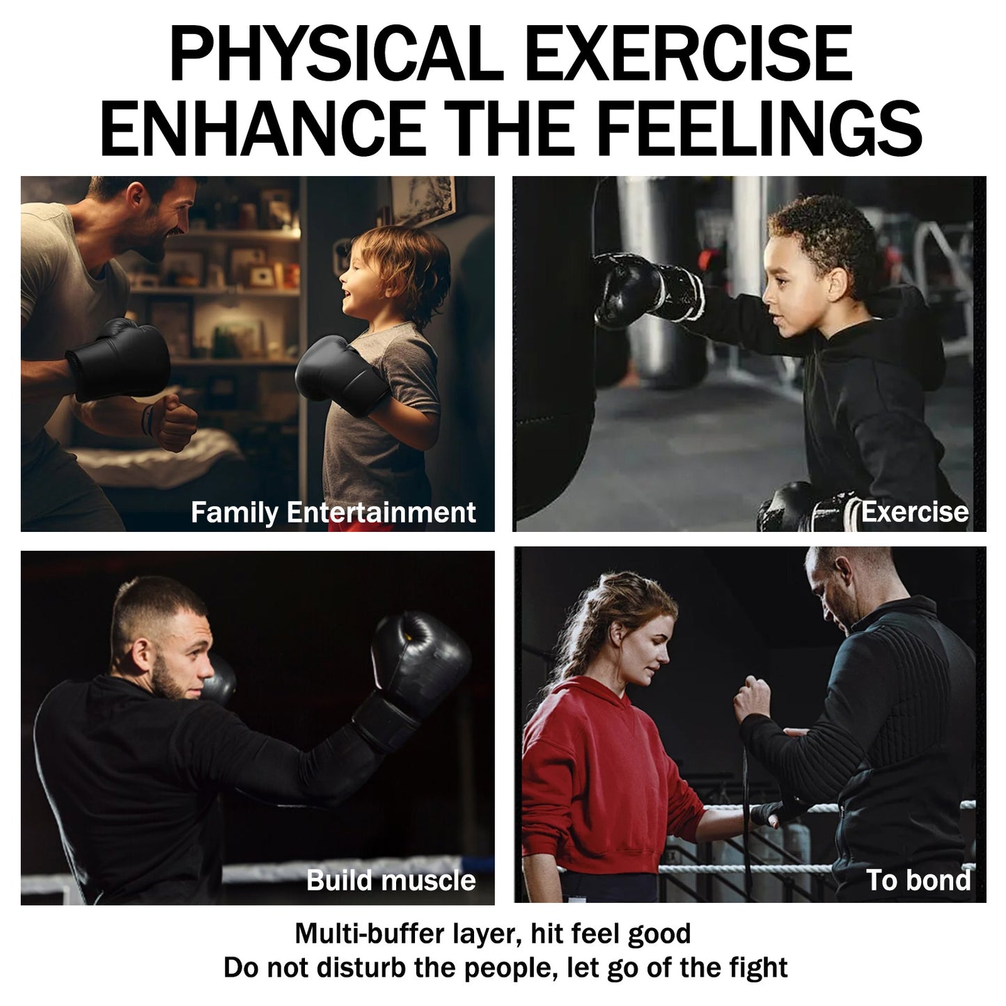 Music Boxing Machine, Wall-Mounted Music Boxing Trainer, Punching Exercise Equipment with 9-Speed Modes for Kids and Adults, Velcro Mount Type, Black