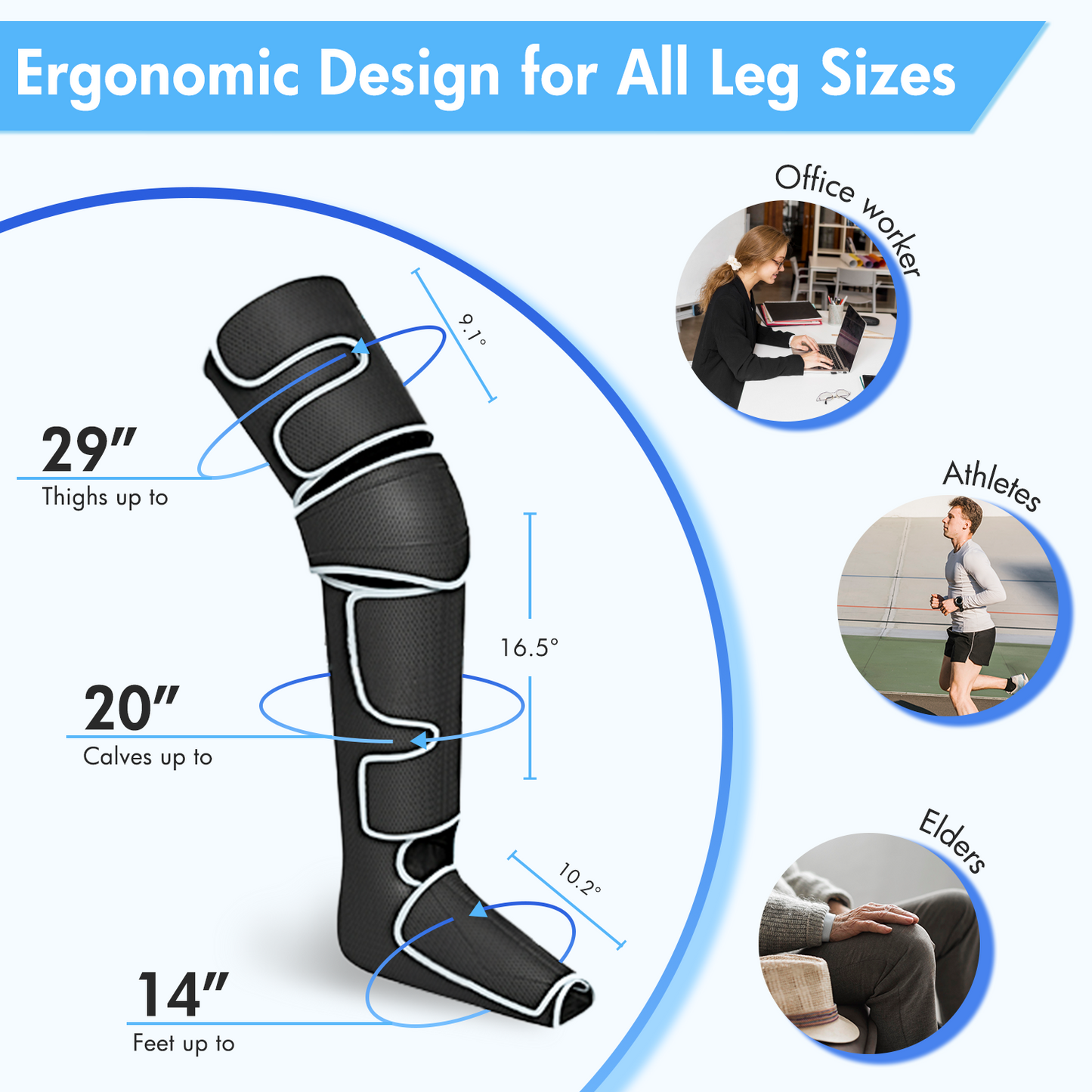Leg Massager with Heat, Air Compression Thigh, Leg Air Compression Massager for Circulation and Pain Relief with 3 Modes, Muscles Relaxation