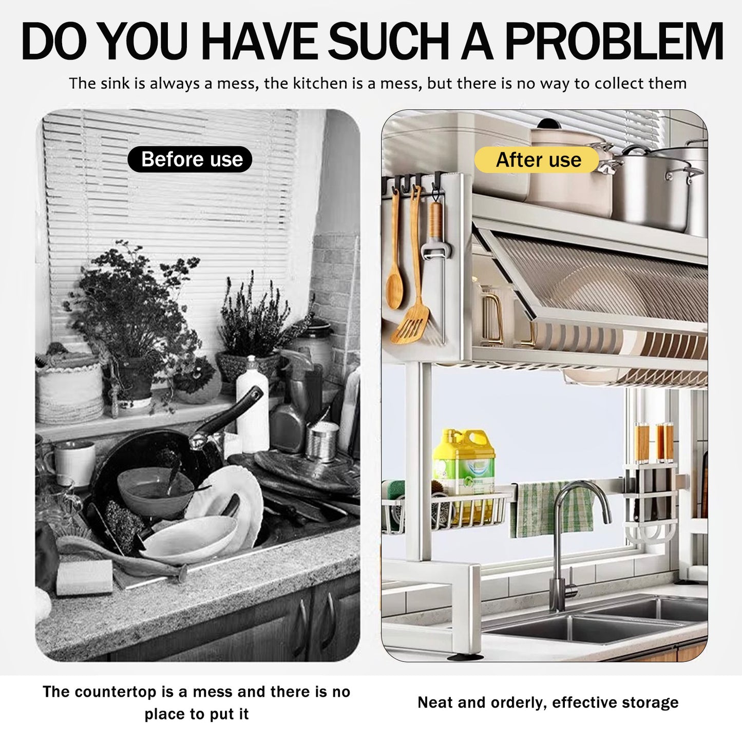 Dish Rack Over Sink for Kitchen, 165LBS Load Drying Rack Above Sink with Visible Cabinet Door, Large Carbon Steel Dish Drainer for Dishes, Bowls and Utensils, White
