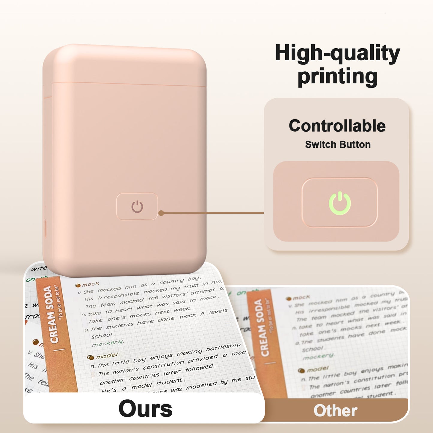 Label Maker Machine with Tape - HP2 Portable Bluetooth Label Printer for Storage, Office, Home, Mini Smart Phone, Pink