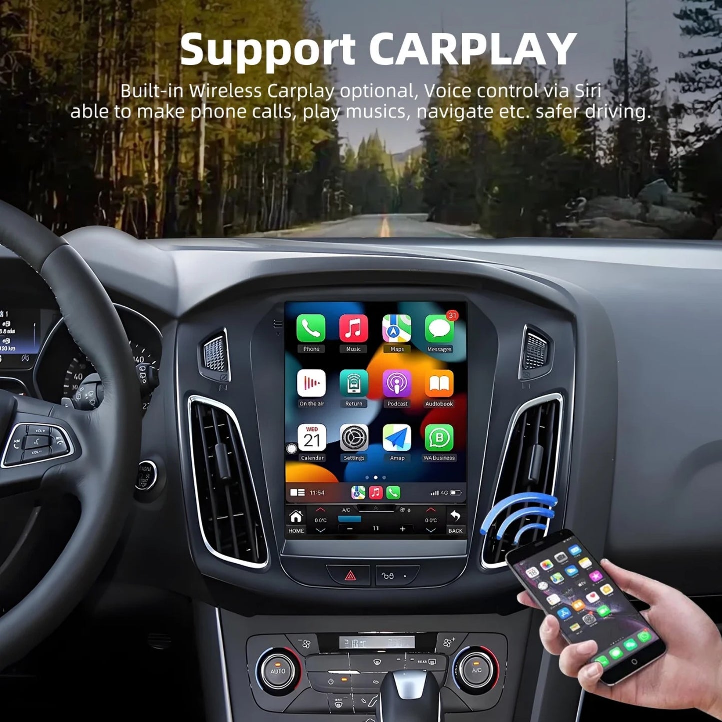 BAOKALER Car Stereo Radio For 2012-2018 Ford Focus Android 13 CarPlay 9.7" Touchscreen Car Radio GPS Navi WiFi, 2+32GB