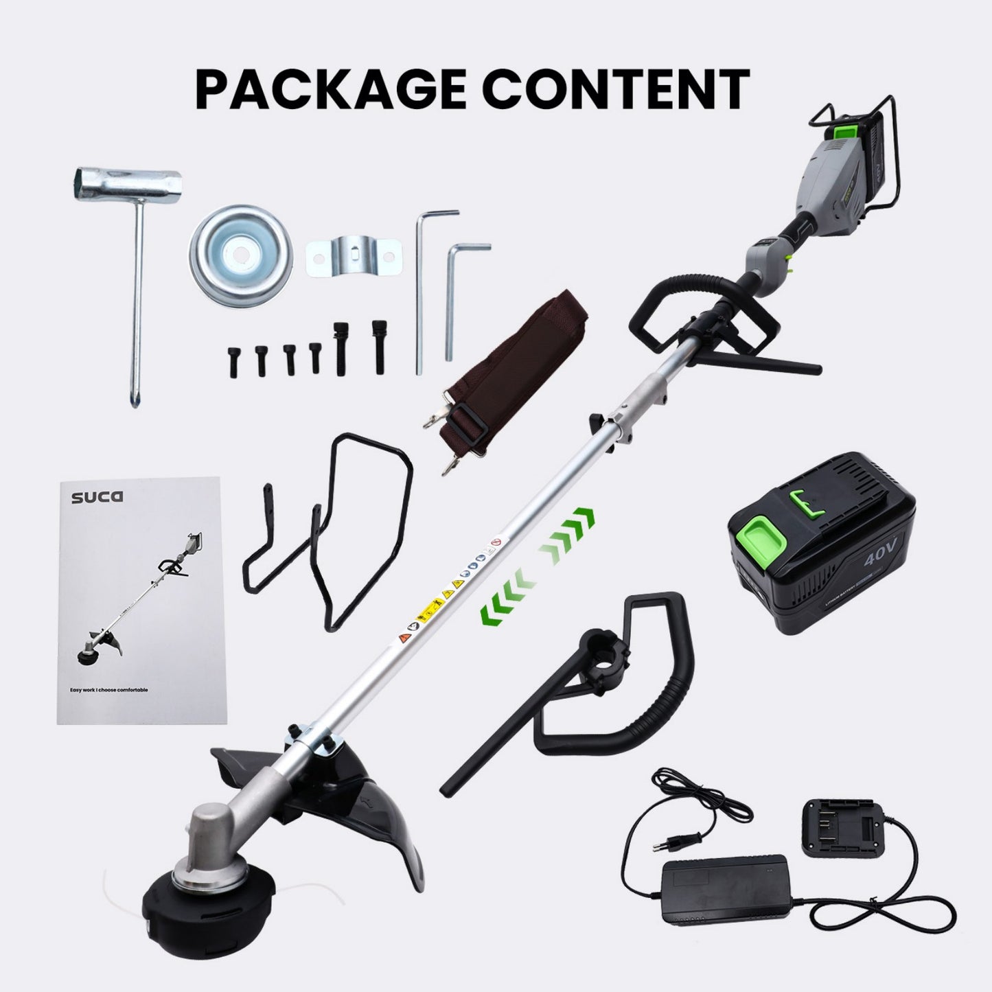 BAOKALER Digital String Trimmer Cordless, Bump Feed System and Intelligent Three-Speed, 4AH Battery and Brushless Motor, Battery Level Display