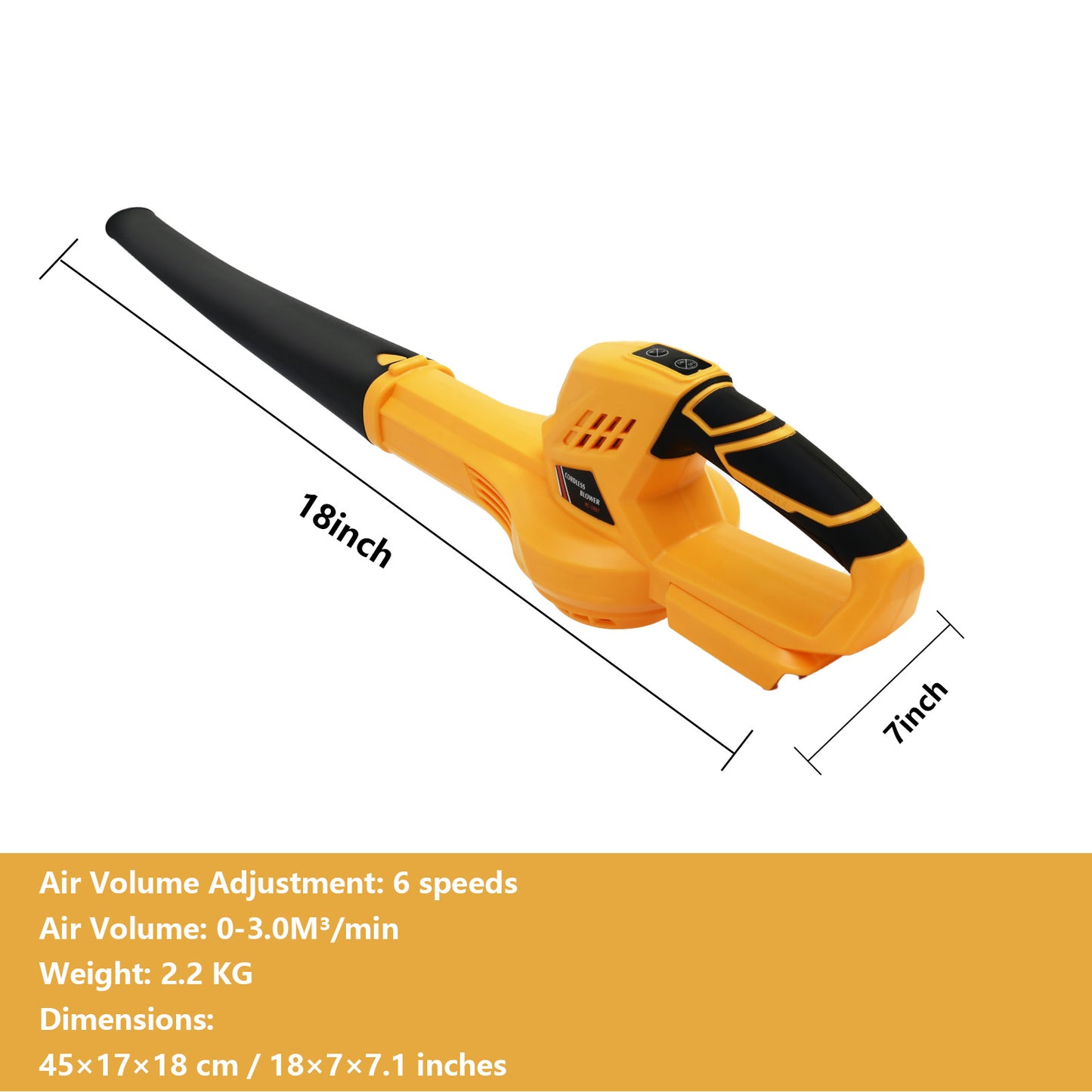 Cordless Leaf Blower, 21V Leaf Blower with 1 Battery, 6-Speed Leaf Blowers for Lawn Care, Patio, Blowing Leaves, Yellow