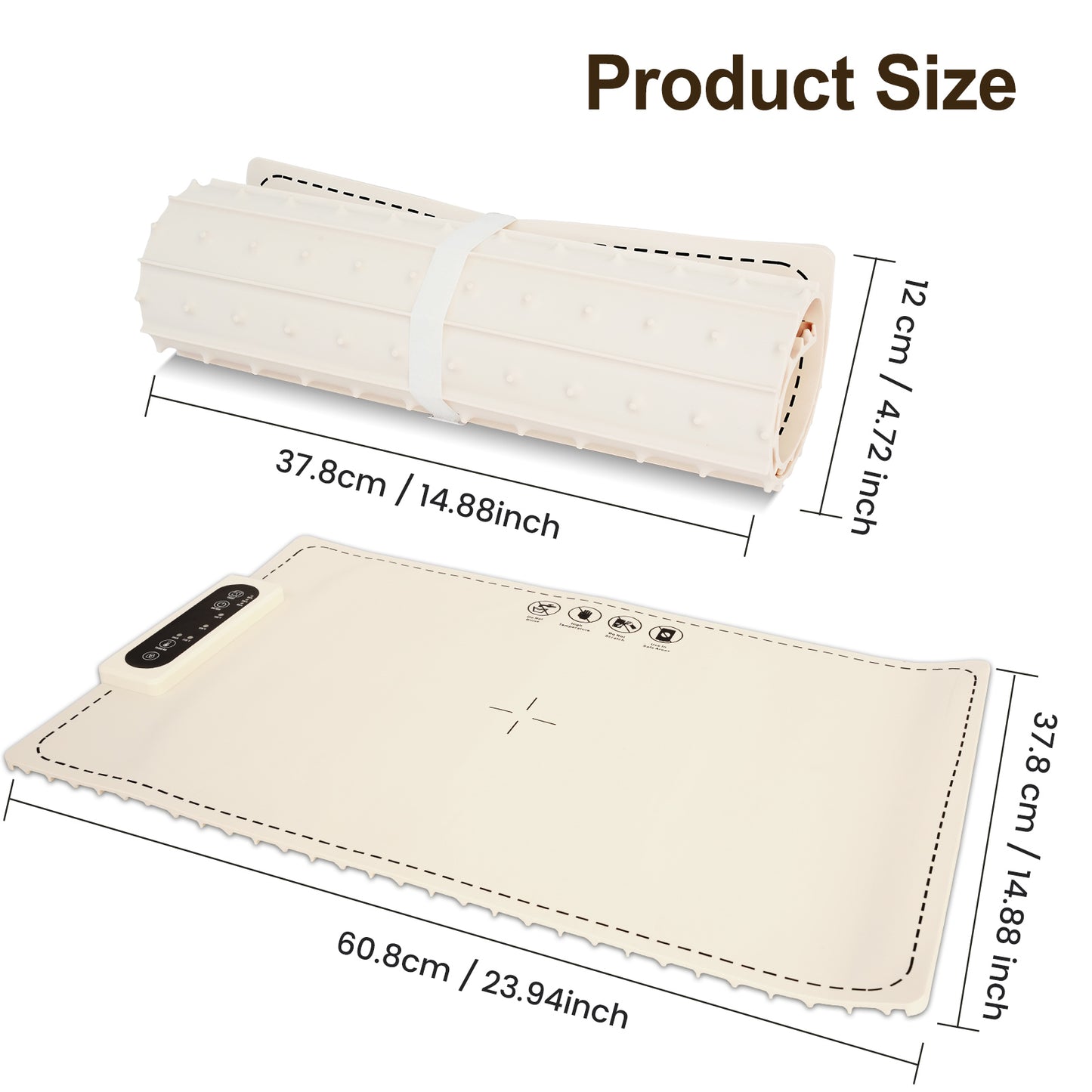 Food Warming Mat with 3-Level Digital Temperature Control, Watorproof and Foldable Electric Warming Tray, Silicone Heating Mat for Buffets Parties Gatherings and Daily Use, White