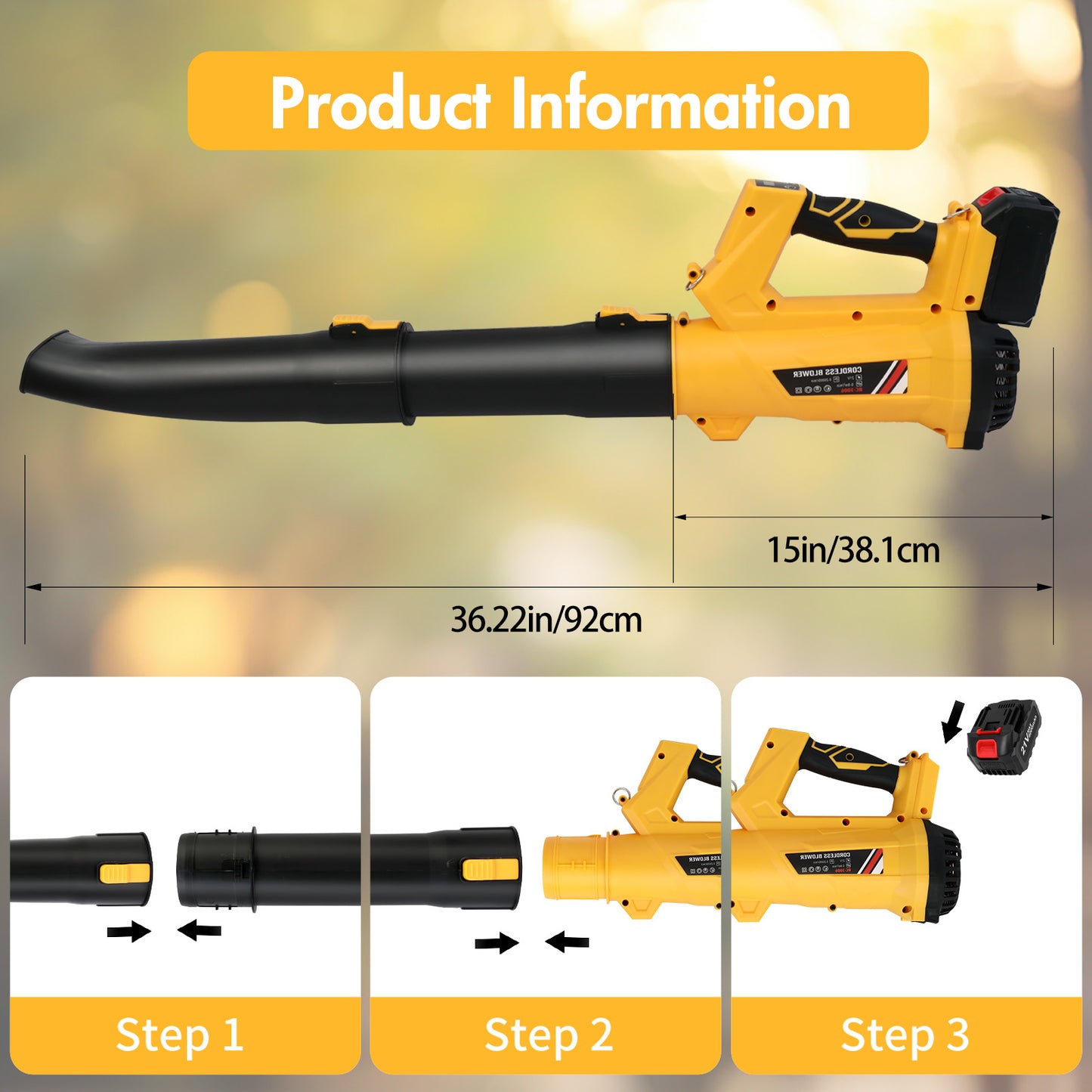Leaf Blower, 170MPH 21V Leaf Blower Cordless with 2X6.0Ah Battery & Charger, Electric Leaf Blower for Lawn Care, Battery Powered Leaf Blower for Snow Blowing & Yard Patio Garden Cleaning