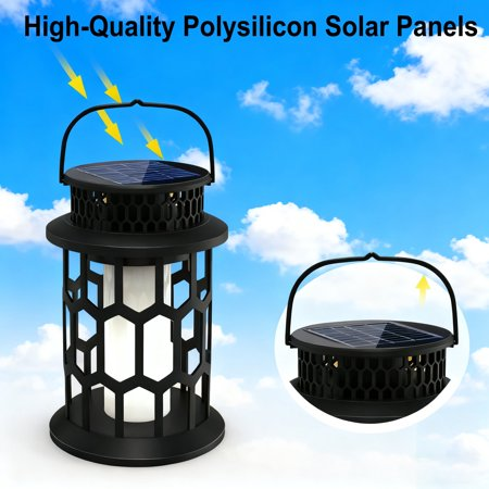 BAOKALER 2?Pack Decorative Solar Hanging Lanterns, Waterproof Outdoor LED Lights with Flickering Flame Effect, Solar Lantern Lighting for Garden Patio Pathway Deck Yard