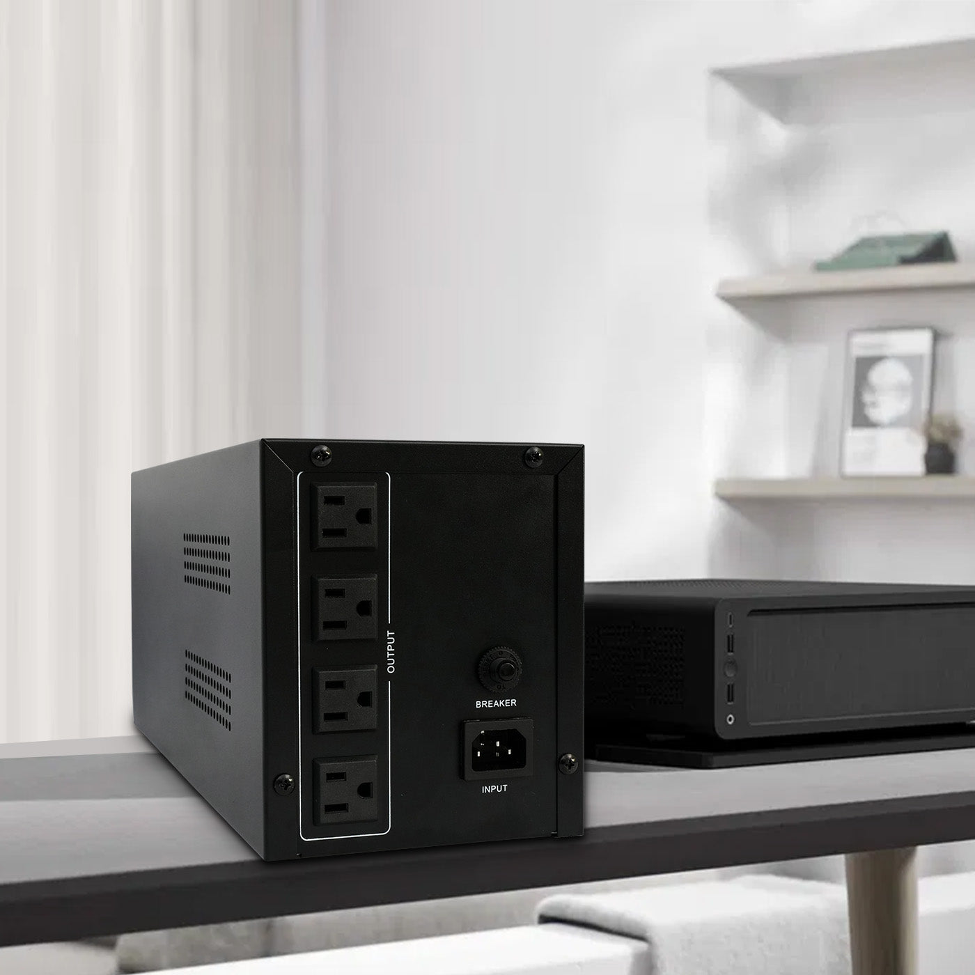 Backup UPS Power Supply 1200VA 720W Battery Backup Power with 4 Outlets and LCD Display, Suitable for Home and Office