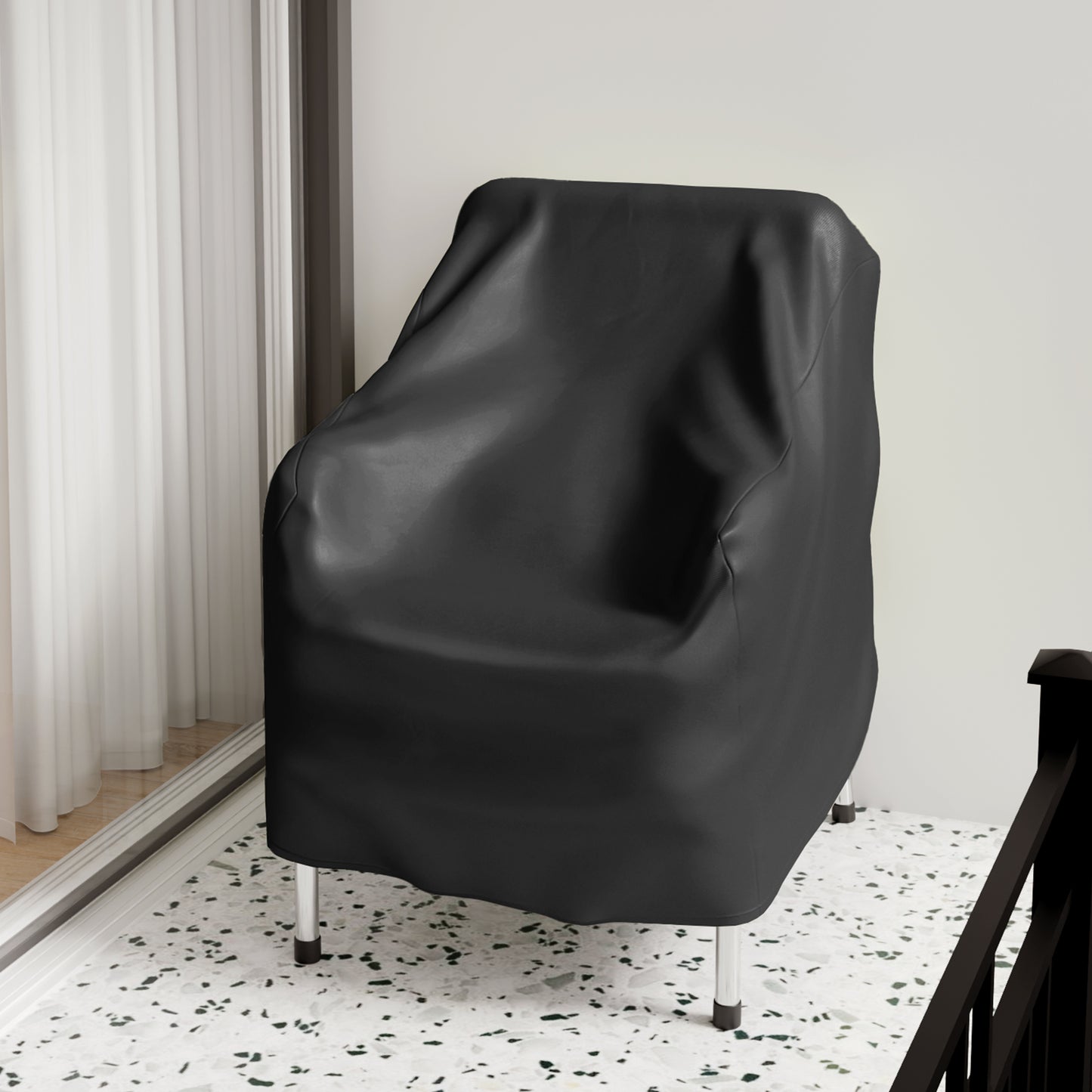 CATGOOD Patio Chair Covers, 420D Outdoor Chair Cover Waterproof, Lawn Lounge Furniture Cover for Wicker Chair, Swivel Chair, Rocking Chair, Black