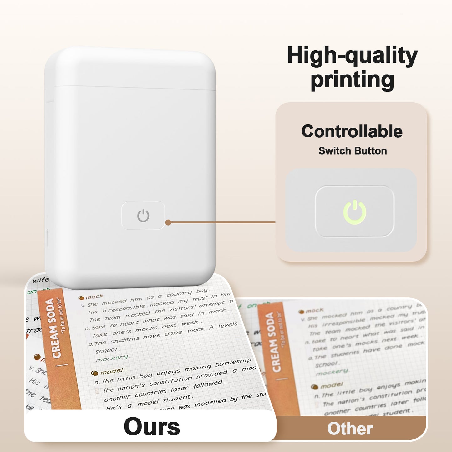 Portable Label Maker Machine with Tape - HP2 Bluetooth Label Printer for Storage, Office, Home, Mini Smart Phone, White