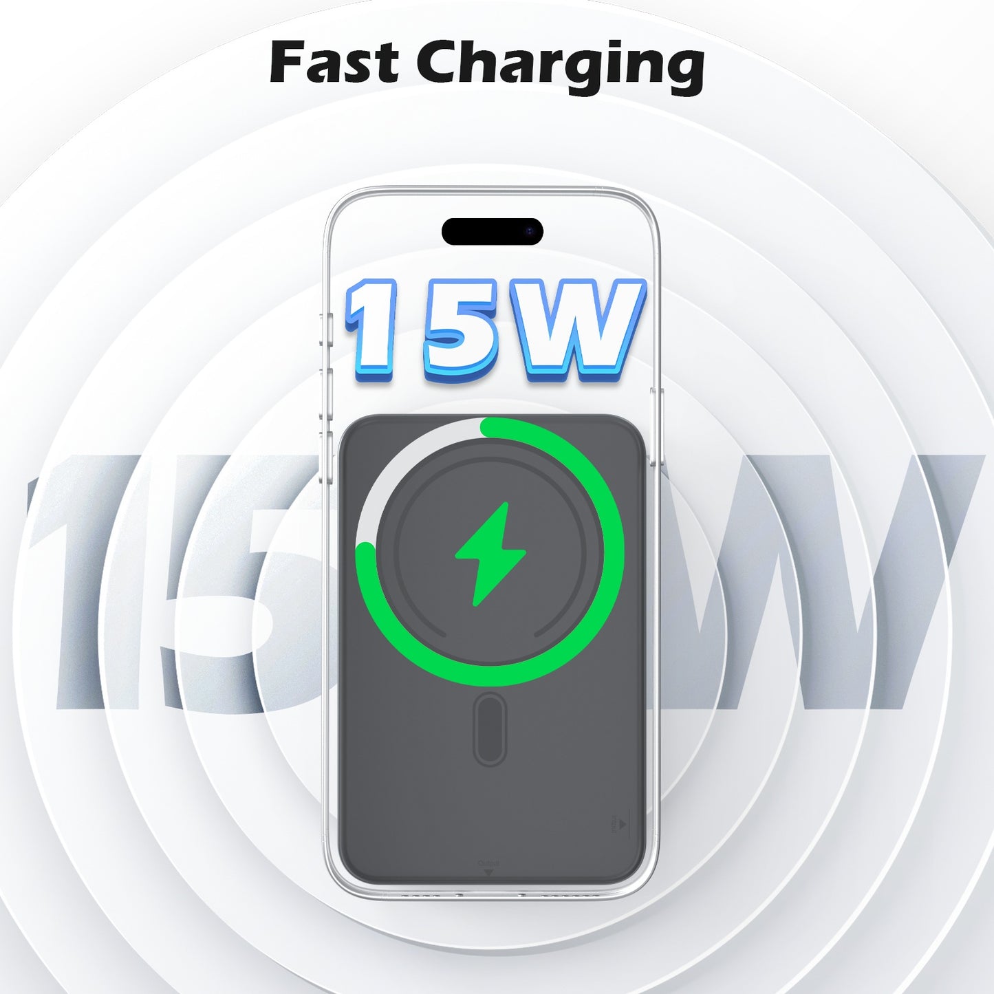 Magnetic Wireless Power Bank,5000mAh Ultra-Slim Portable Charger with 20W PD Fast Charging,USB-C Phone Battery pack Compatible with iPhone 17/17e/16/15/14/13/12 Pro Max & Android-Black
