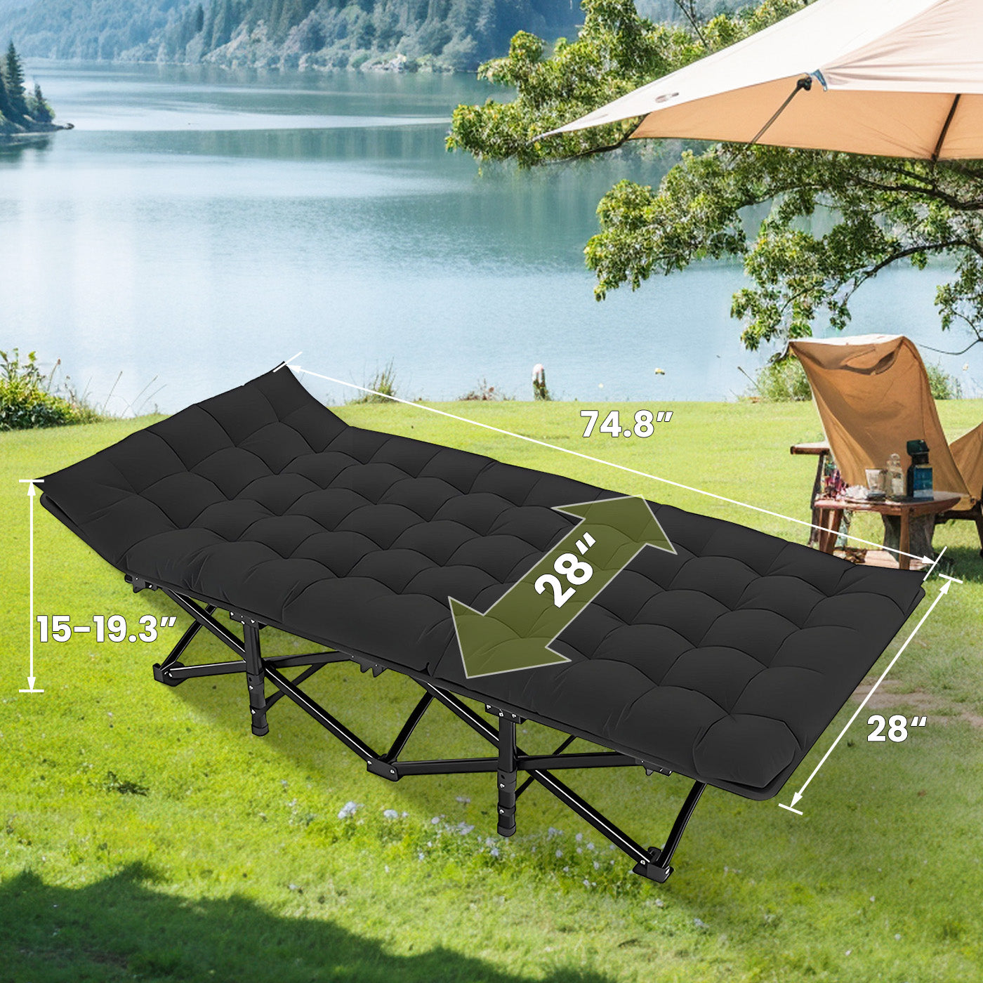 Folding Camping Bed for Adult Adjustable Heavy Duty Outdoor Bed Travel Camp Cots Portable Folding Outdoor Cot