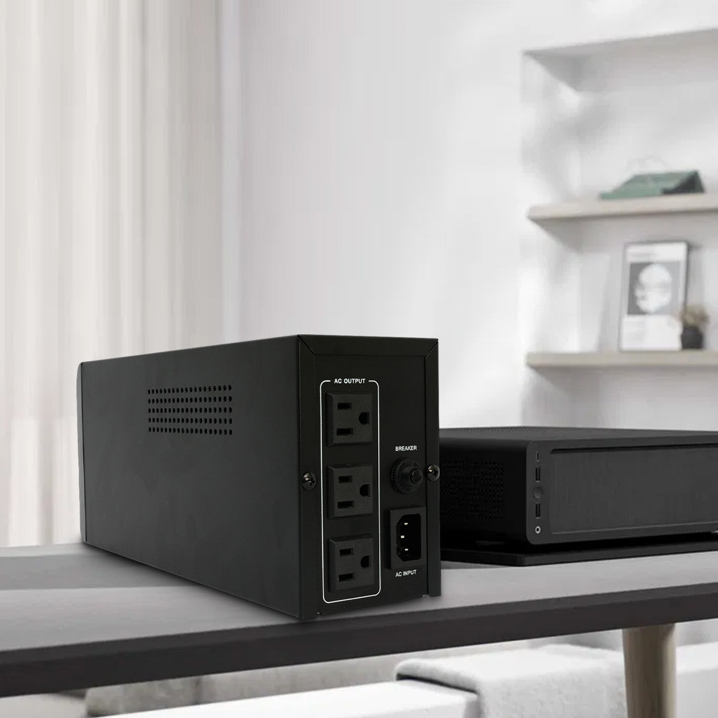 Amstech UPS 600VA/330W Backup Power, 3 Outlets, Battery Backup with Surge Protection, Suitable for Home and Office
