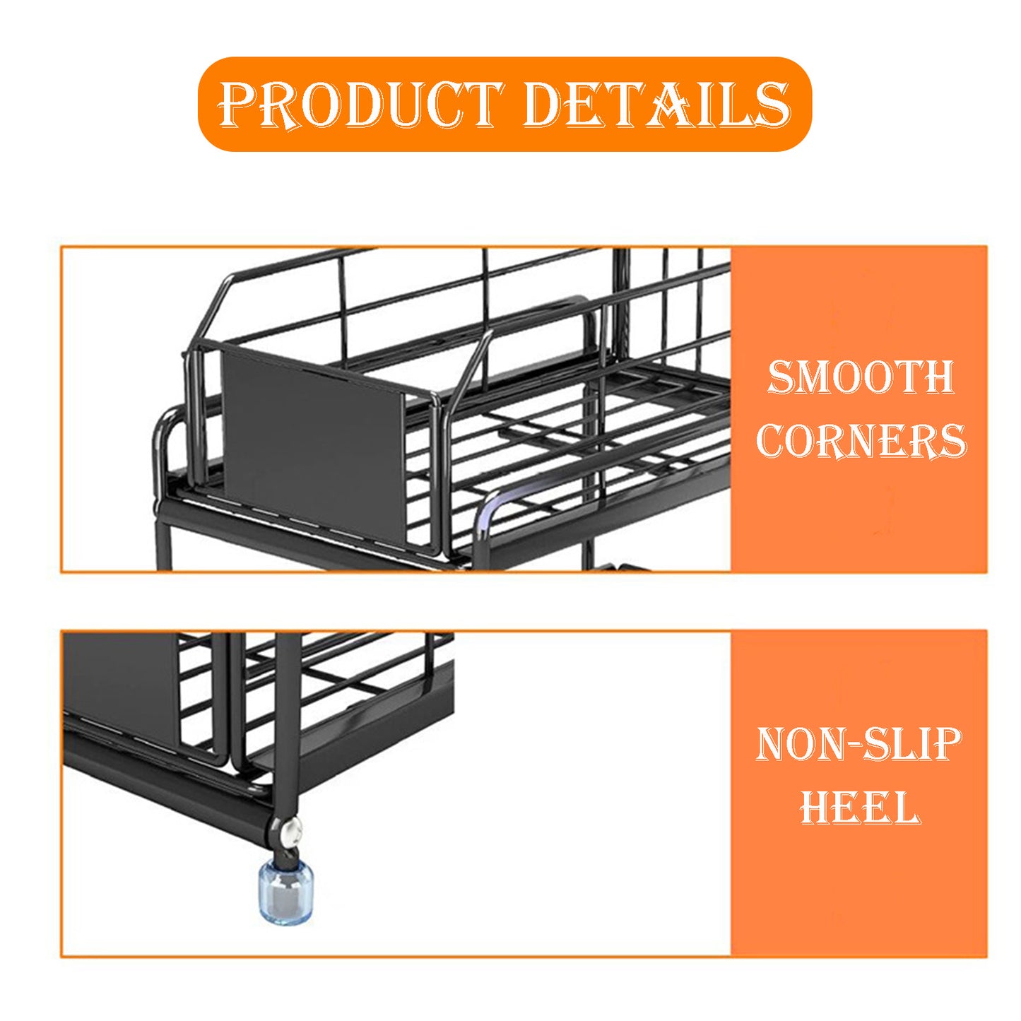 Also Go 2-Tier Under Sink Organizer with Sliding Drawer, Black