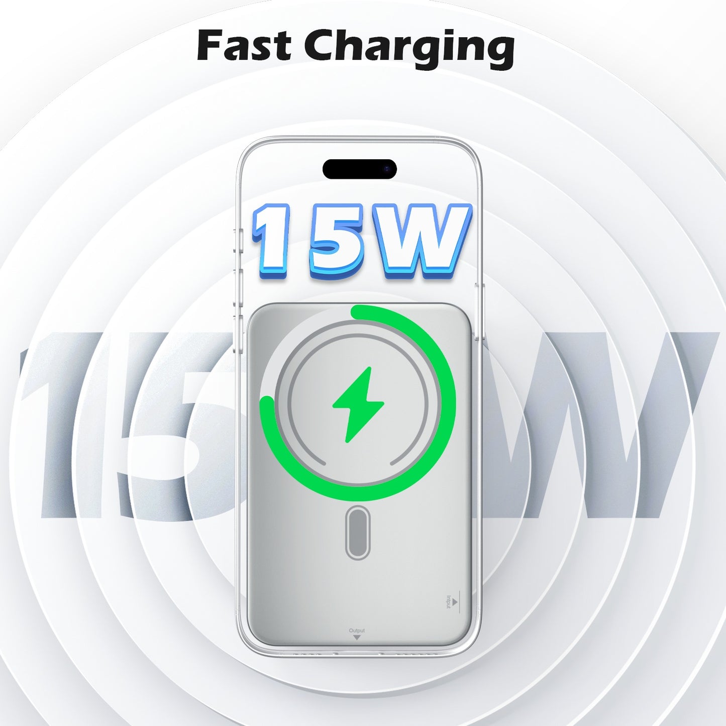 Magnetic Wireless Power Bank,5000mAh Ultra-Slim Portable Charger with 20W PD Fast Charging,USB-C Phone Battery pack Compatible with iPhone 17/17e/16/15/14/13/12 Pro Max & Android - White