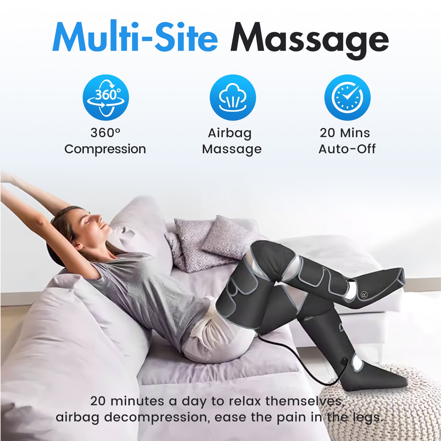 CATGOOD Leg Massager for Circulation and Pain Relief, Leg Massager with Heat and Compression, Birthday Gifts for Men Dad Women Mom, Full Leg Massager 2 Heat 3 Modes 3 Intensities
