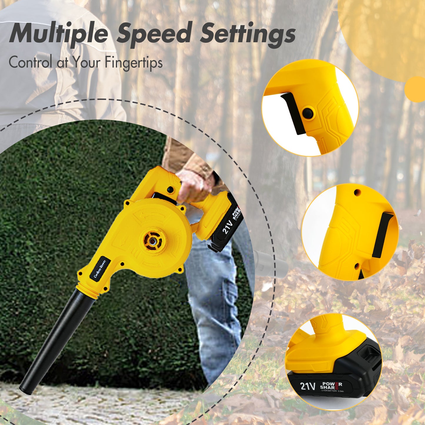 CATGOOD Cordless Leaf Blower for Makita 20V Max Battery, Handle Electric Blower and Vacuum Cleaner with 2 Battery