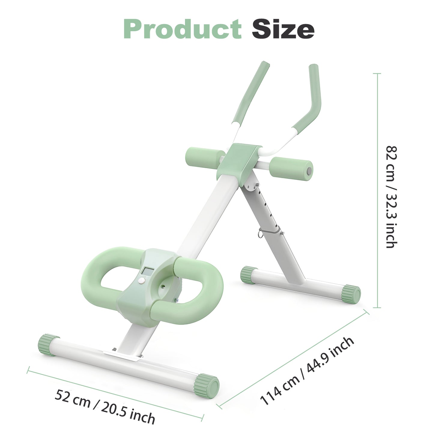Adjustable Ab Machine, Abdominal Trainers for Full Body Workout, Foldable Abdominal Exercise with Knee Protection, Green