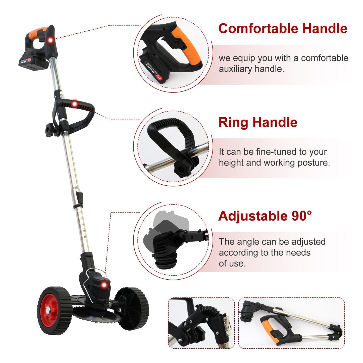 Baokaler Foldable Grass Trimmer, Cordless Electric Weed Eaters Weed Trimmer with 2 Battery