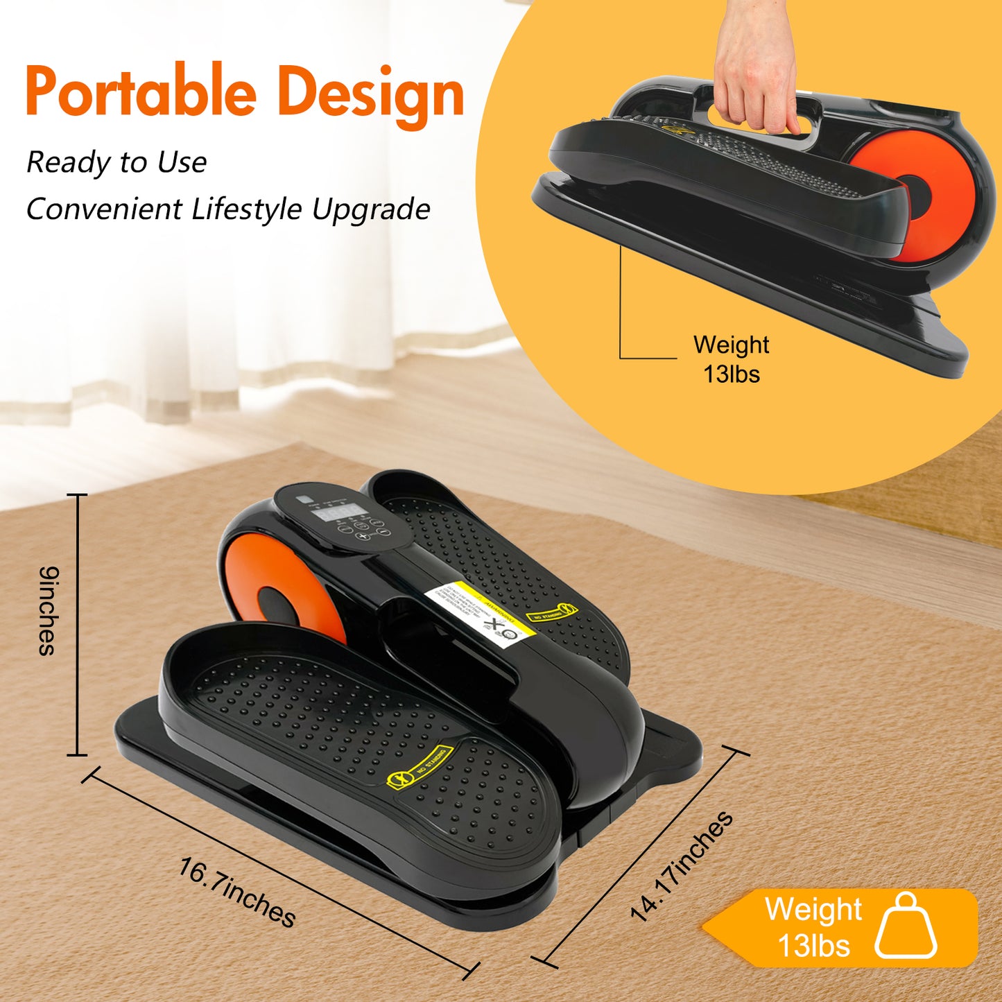 Under Desk Elliptical Machine, Ellipse Leg Exercise with Remote Control, 12 Adjustable Speeds, Manual & Electric Dual Modes, Mini Elliptical Machine