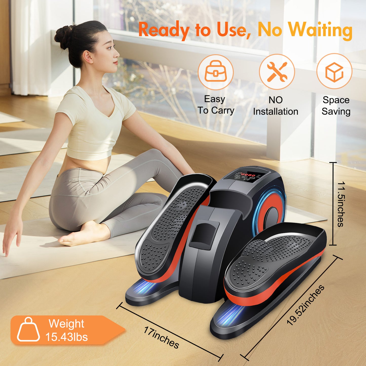 ALSO GO Under Desk Elliptical, Ellipse Leg Exerciser for Seniors Fully Assembled, Portable and Quiet Pedal Exerciser at Home, Elliptical Machine While Sitting with Remote Control Adjustable Speeds