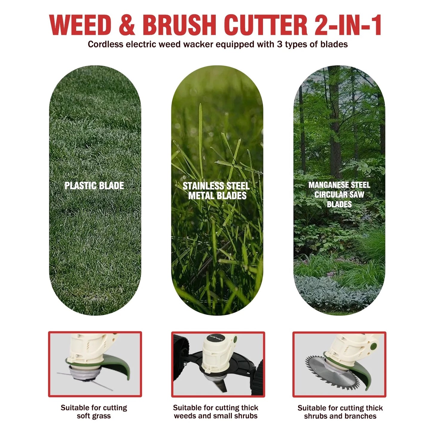 Electric Weed Wacker for Makita Battery, Cordless String Trimmer with Wheels, Weed Eater Grass Trimmer for Lawn Yard Garden