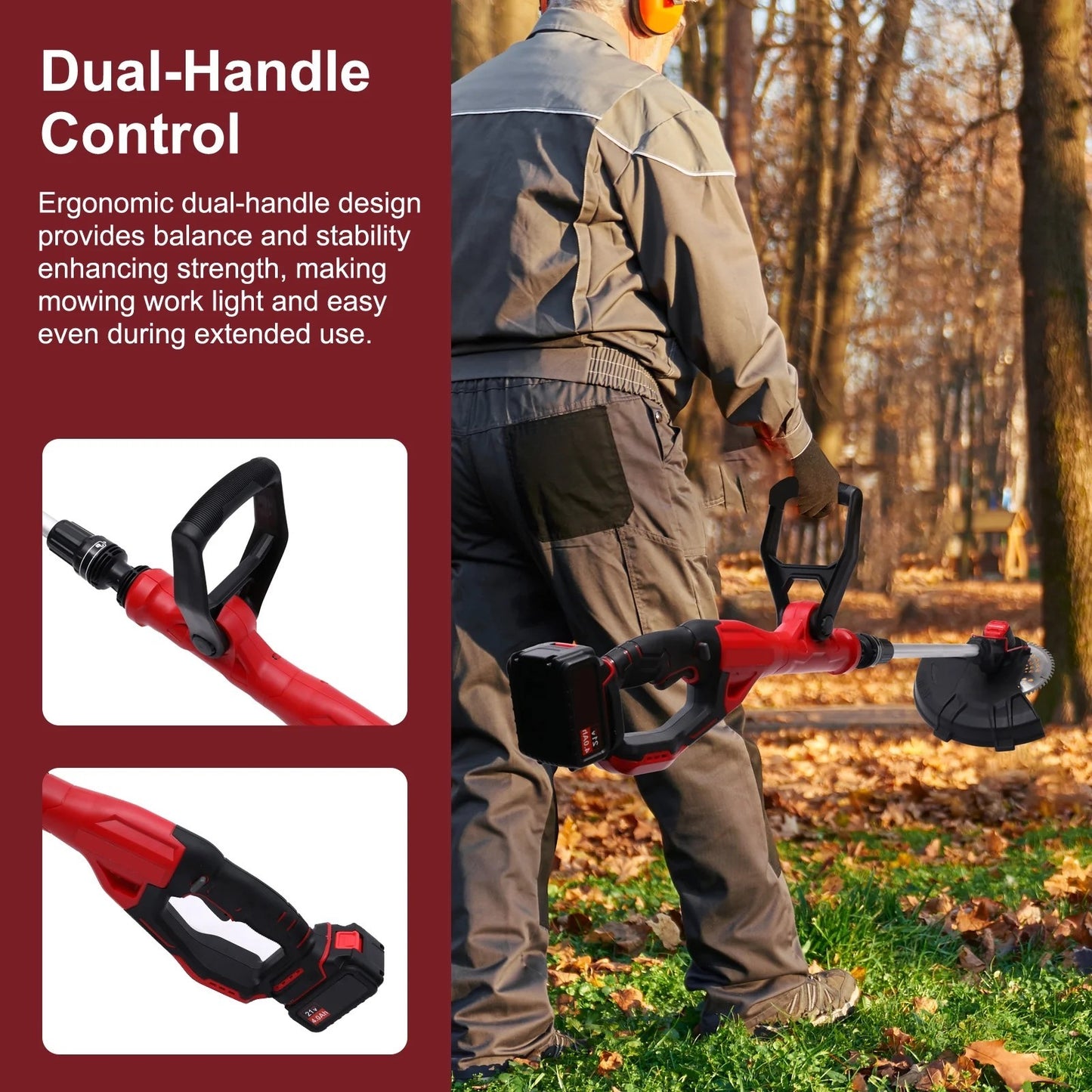 BAOKALER Cordless Brussless Weed Eaters with 4.0Ah 10C Battery, 18000RPM Grass String Trimmer for Wood Cutting Grass Cutting