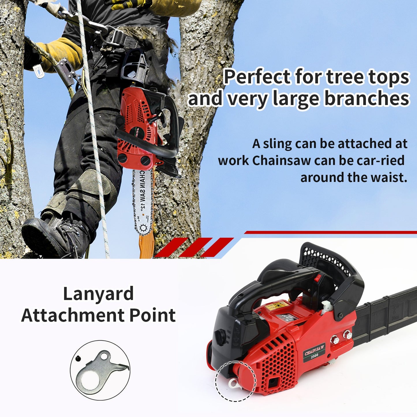 BAOKALER 12" Top Handle Gas Chainsaw,2-Stroke 25.4cc Portable Chain Saws for Wood Cutting, Gasoline Chain Saws for Trees