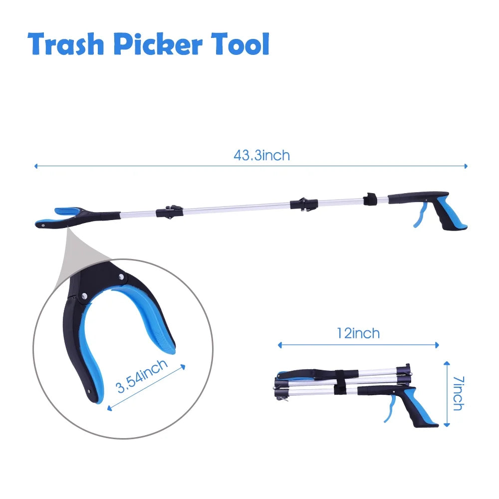 2Pcs 43 inch Grabber Reaching Tool, Extra Long Foldable Reachers and Grabbers for Elderly Grab It Reaching Tool