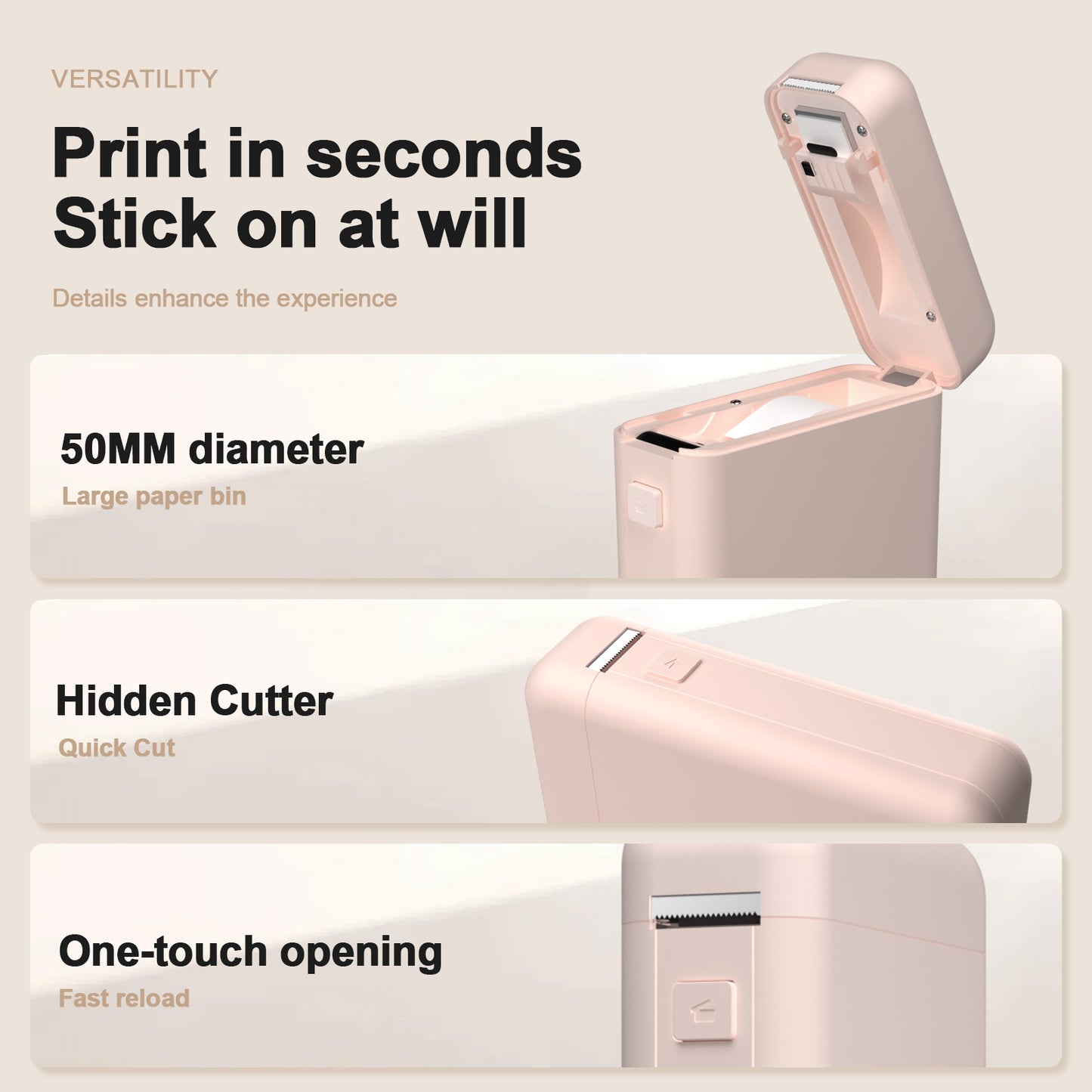 Label Maker Machine with Tape - HP2 Portable Bluetooth Label Printer for Storage, Office, Home, Mini Smart Phone, Pink