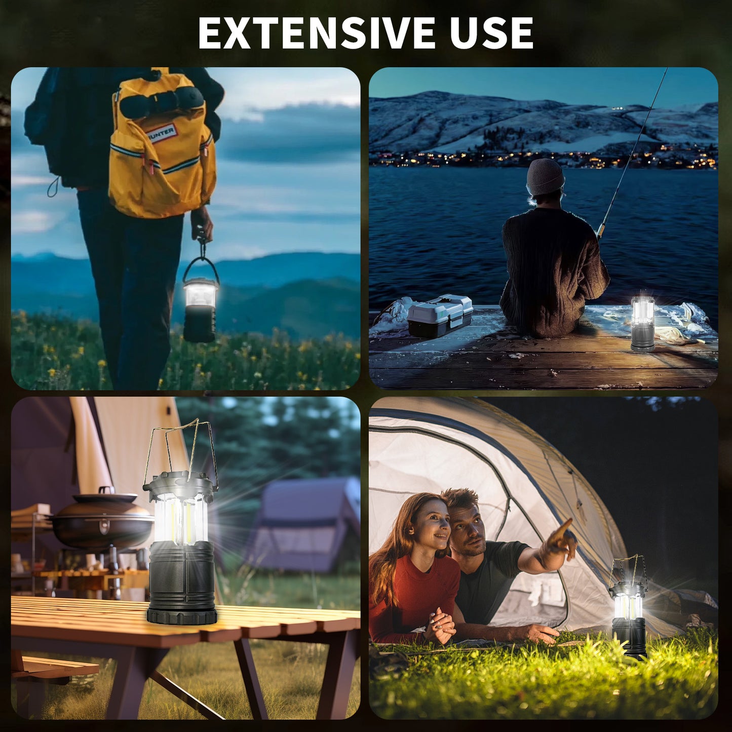Baokaler LED Camping Lanterns, 4 Pack camping lights, Lamp Light, Collapsible Battery Flashlight, Camping Accessories, Gray