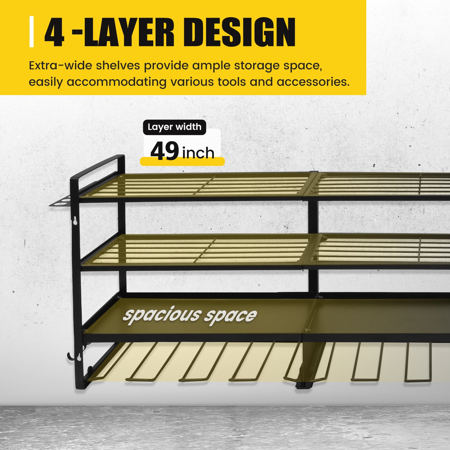CATGOOD Power Tool Organizer 600 LBS with 12 Drill Holders, 4 Tier Heavy Duty Garage Organization Wall Mount, Large Alloy Steel Tool Wall Organizer Shelf, Perfect Gift for Men and Fathers