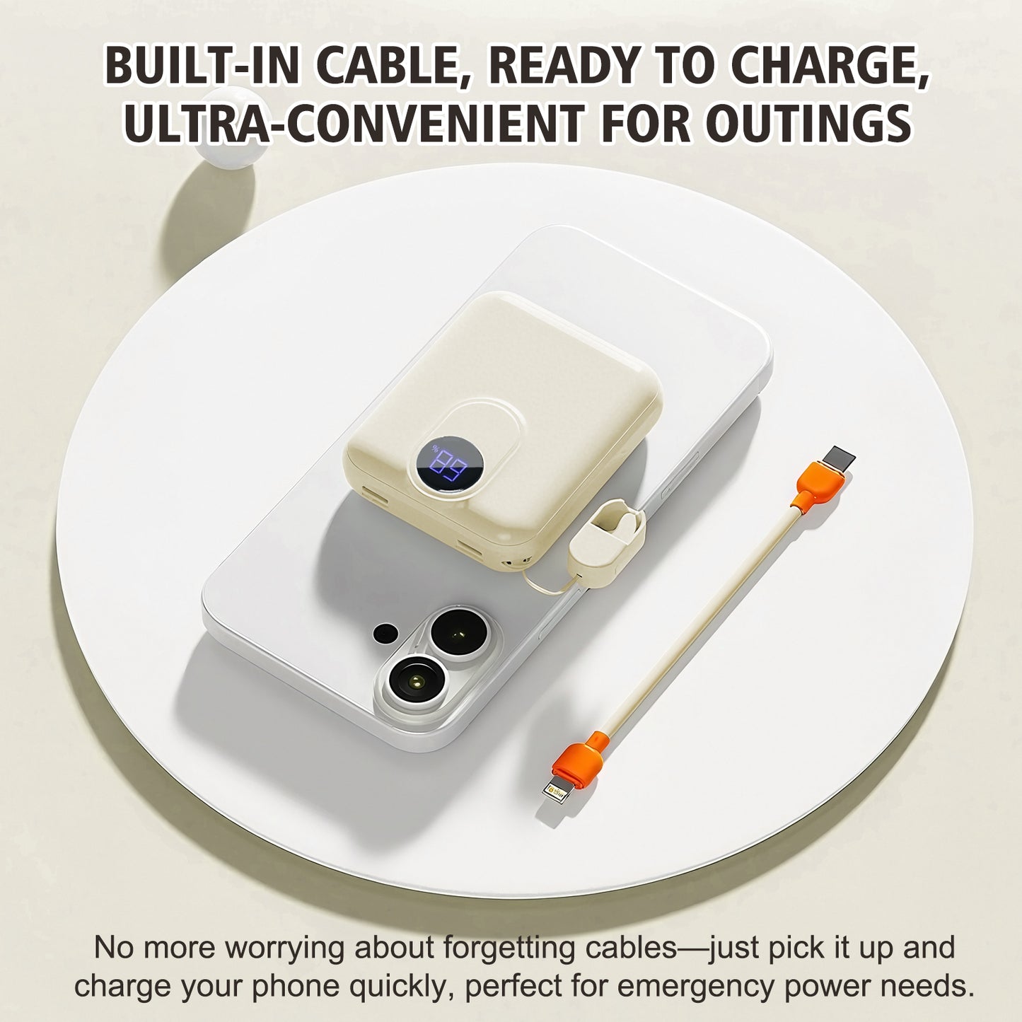 Portable Charger, Lightest 10000mAh 22.5W PD Power Bank, USB C in & Out Fast Charging Battery Pack, External Phone Powerbank Compatible with iPhone 16 15 14 13 Samsung S22 S21 Google iPad etc(Cream White)