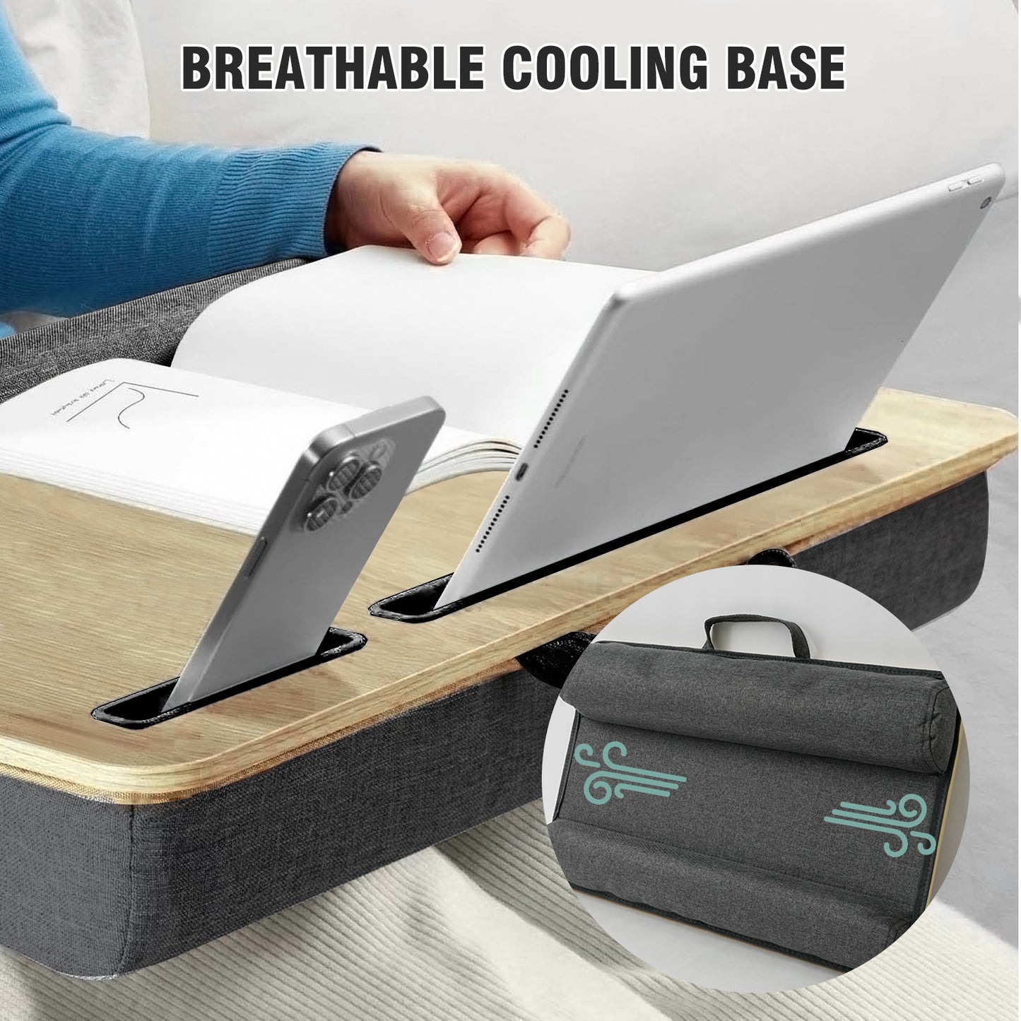 Lap Desk Laptop Bed Table, Home Office Portable Computer Lapdesk with Soft Pillow Cushion