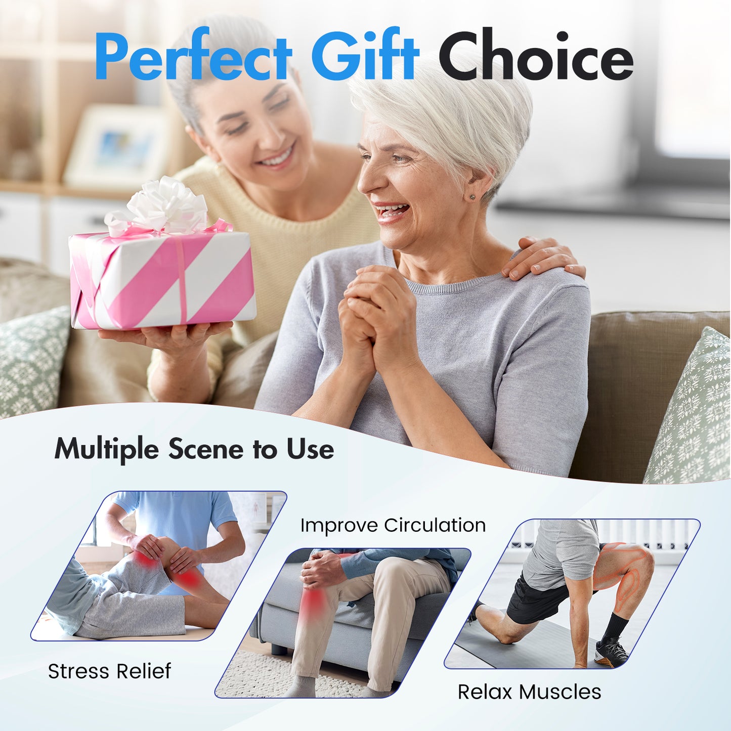 CATGOOD Leg Massager for Circulation and Pain Relief, Leg Massager with Heat and Compression, Birthday Gifts for Men Dad Women Mom, Full Leg Massager 2 Heat 3 Modes 3 Intensities