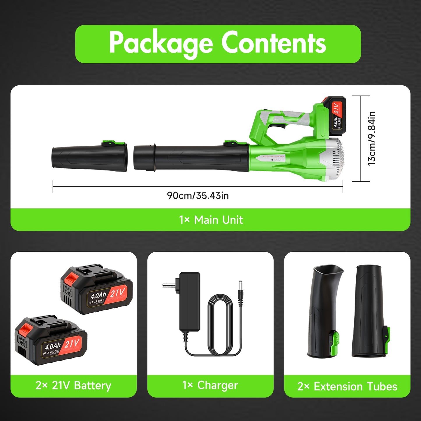 650W Cordless Leaf Blower, 150MPH 650CFM Leaf Blower with 2¡Á4AH Battery and Charger, Battery Powered Leaf Blower for Lawn Care, Patio Cleaning, Green