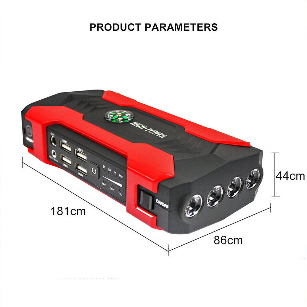 Car Battery Jump Starter Portable, 99800mAh Battery Charger for car, High Power Jumper Cables for Auto, Multi-Function Emergency Jump Box with 4 USB Ports and LED Flashlight
